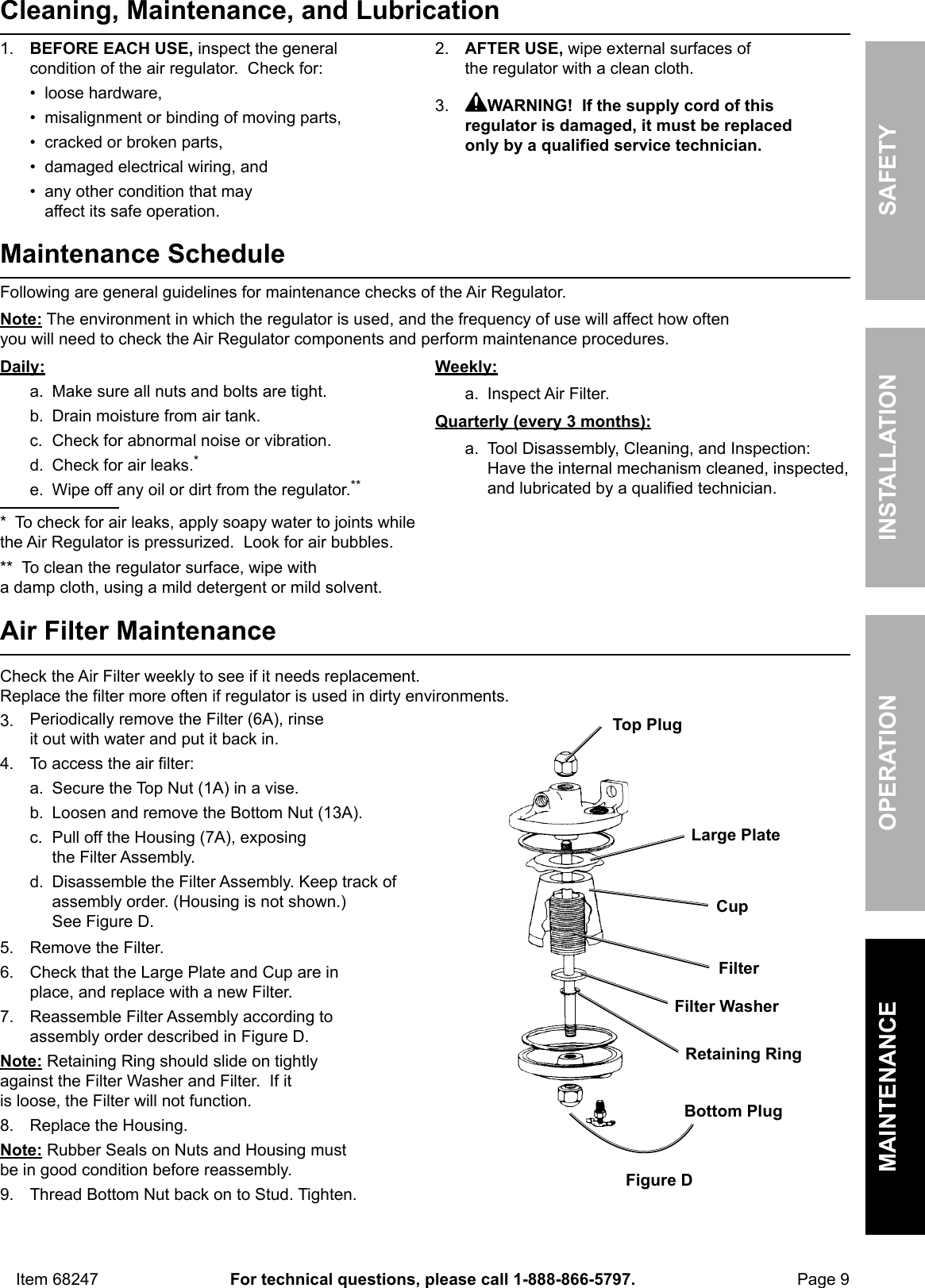 Page 9 of 12 - Manual For The 68247 Industrial Air Filter Regulator