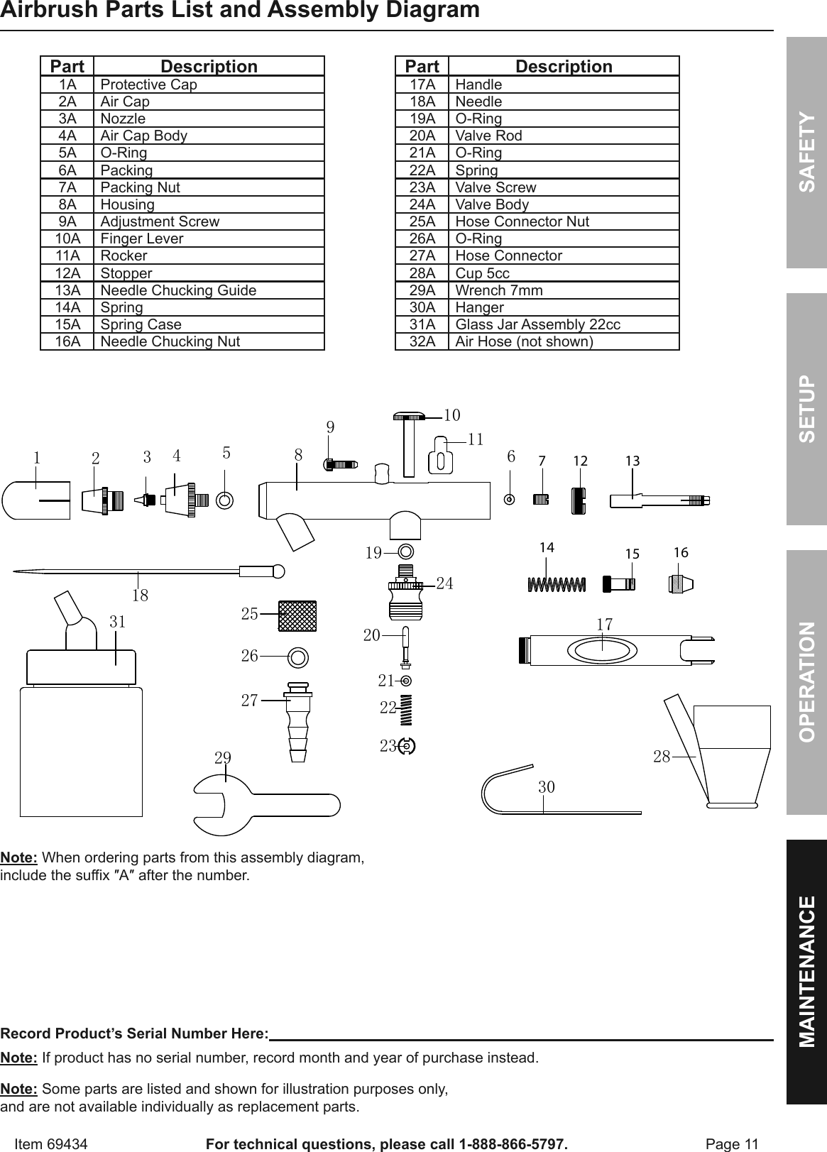 Page 11 of 12 - Manual For The 69434 1/5 Horsepower, 58 PSI Airbrush Compressor And Kit