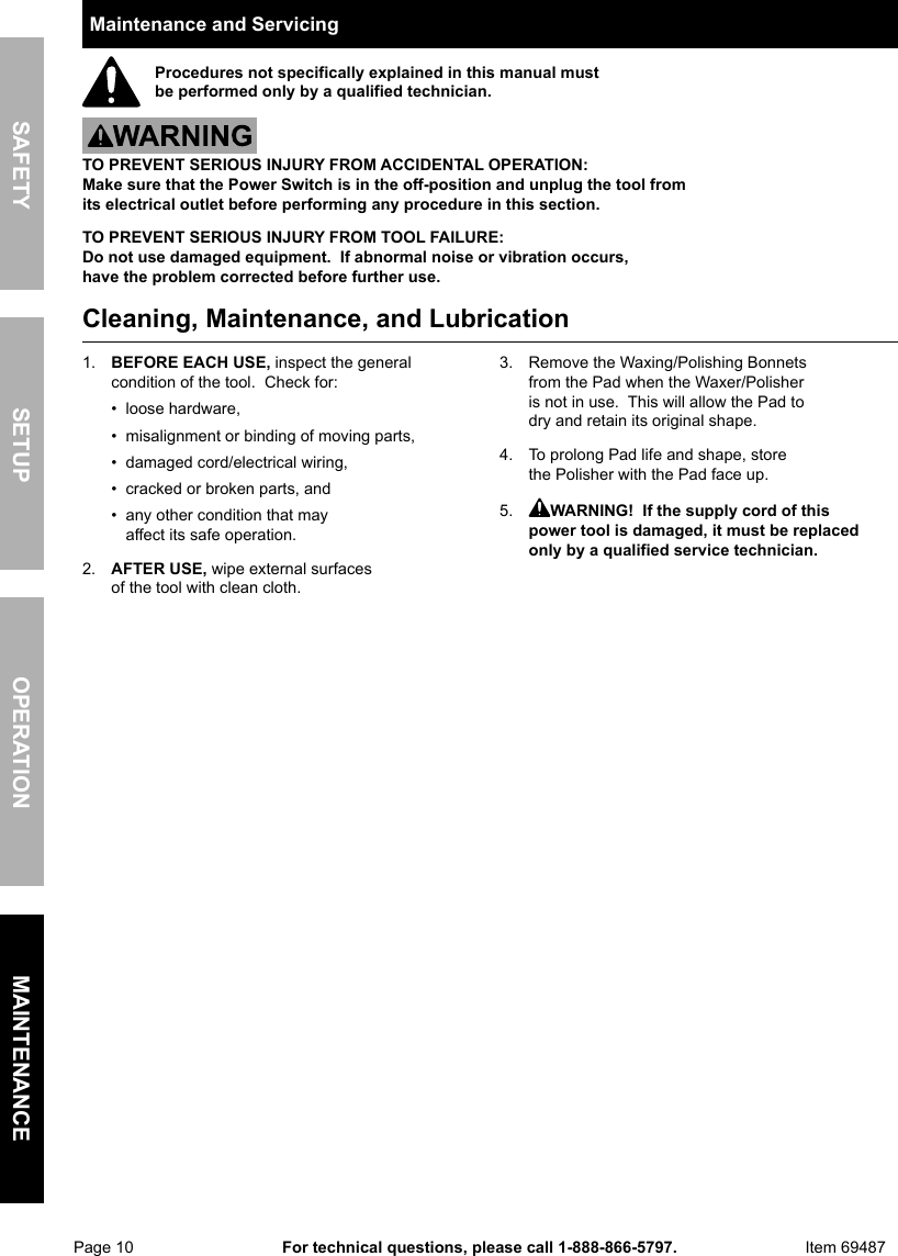 Page 10 of 12 - Manual For The 69487 6 In. Compact Palm Polisher