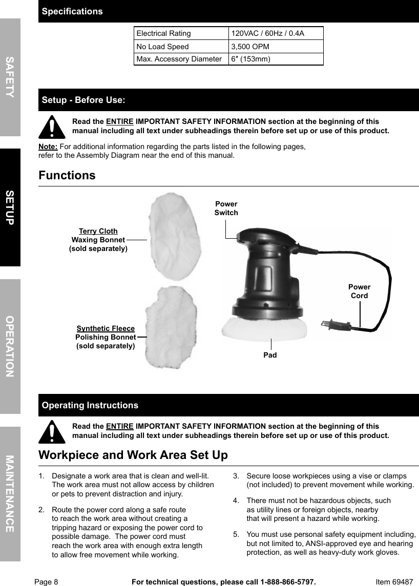 Page 8 of 12 - Manual For The 69487 6 In. Compact Palm Polisher