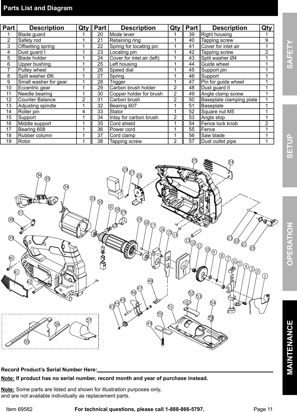 Page 11 of 12 - Manual For The 69582 Orbital Jigsaw