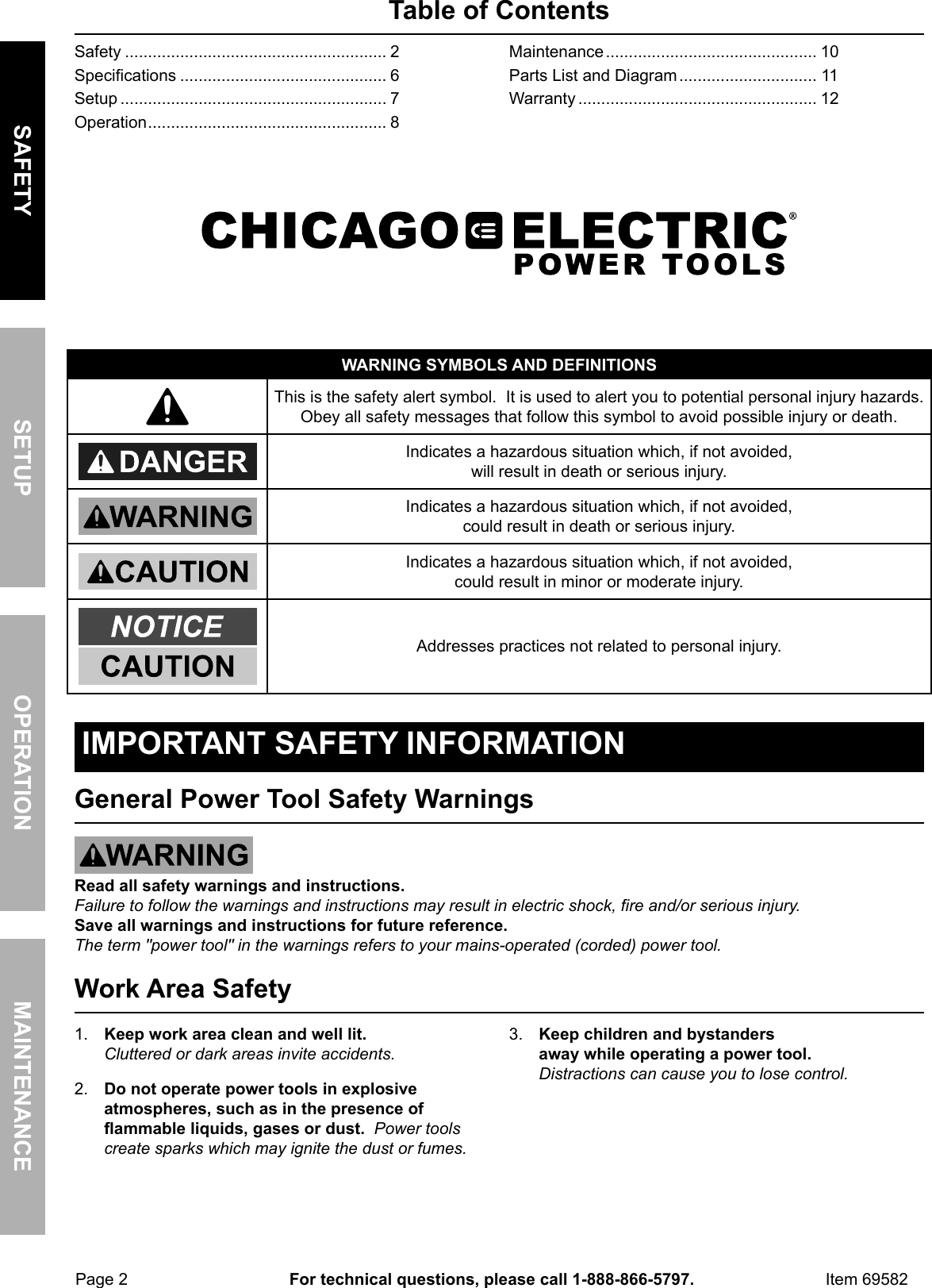 Page 2 of 12 - Manual For The 69582 Orbital Jigsaw