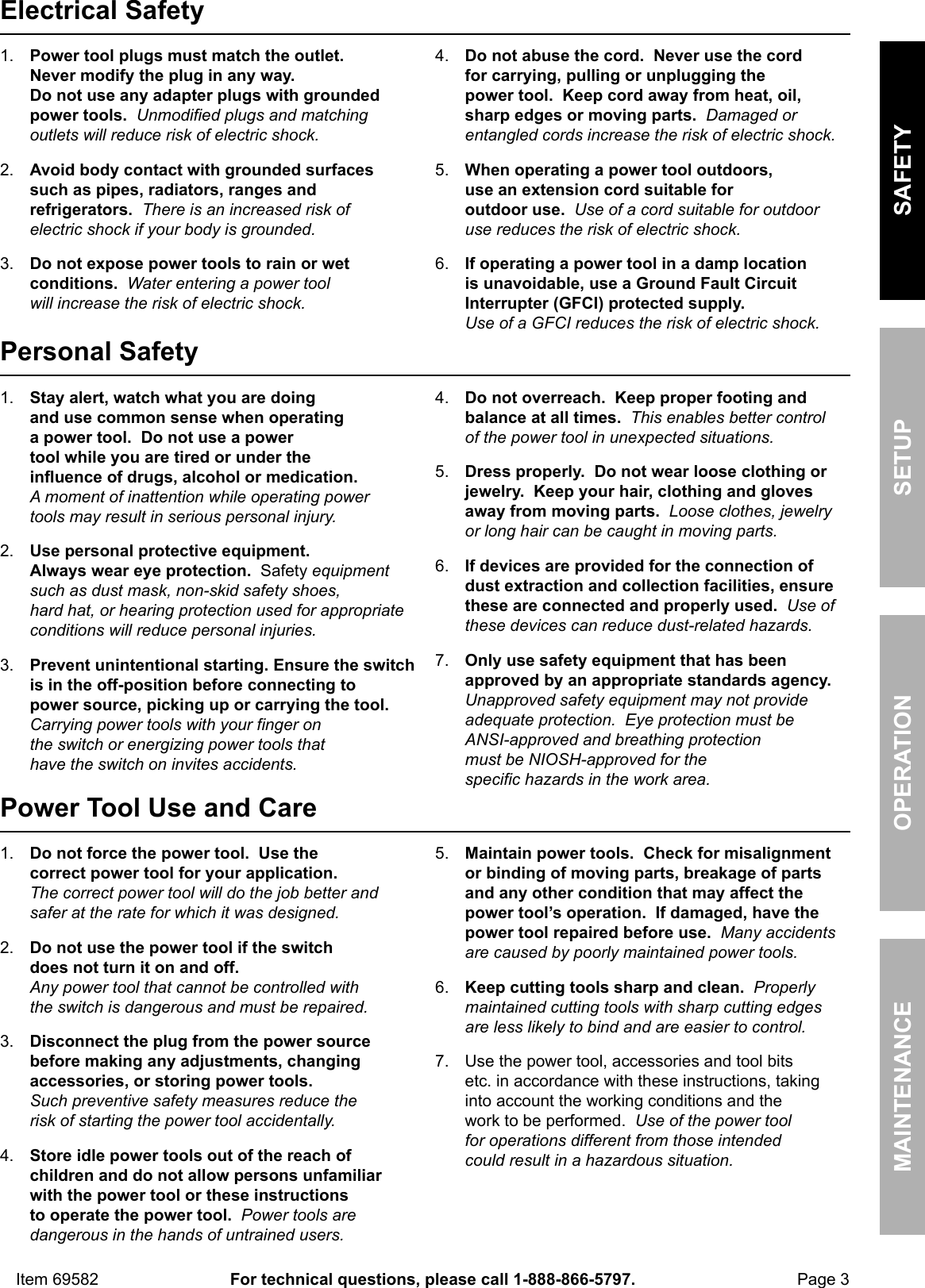 Page 3 of 12 - Manual For The 69582 Orbital Jigsaw