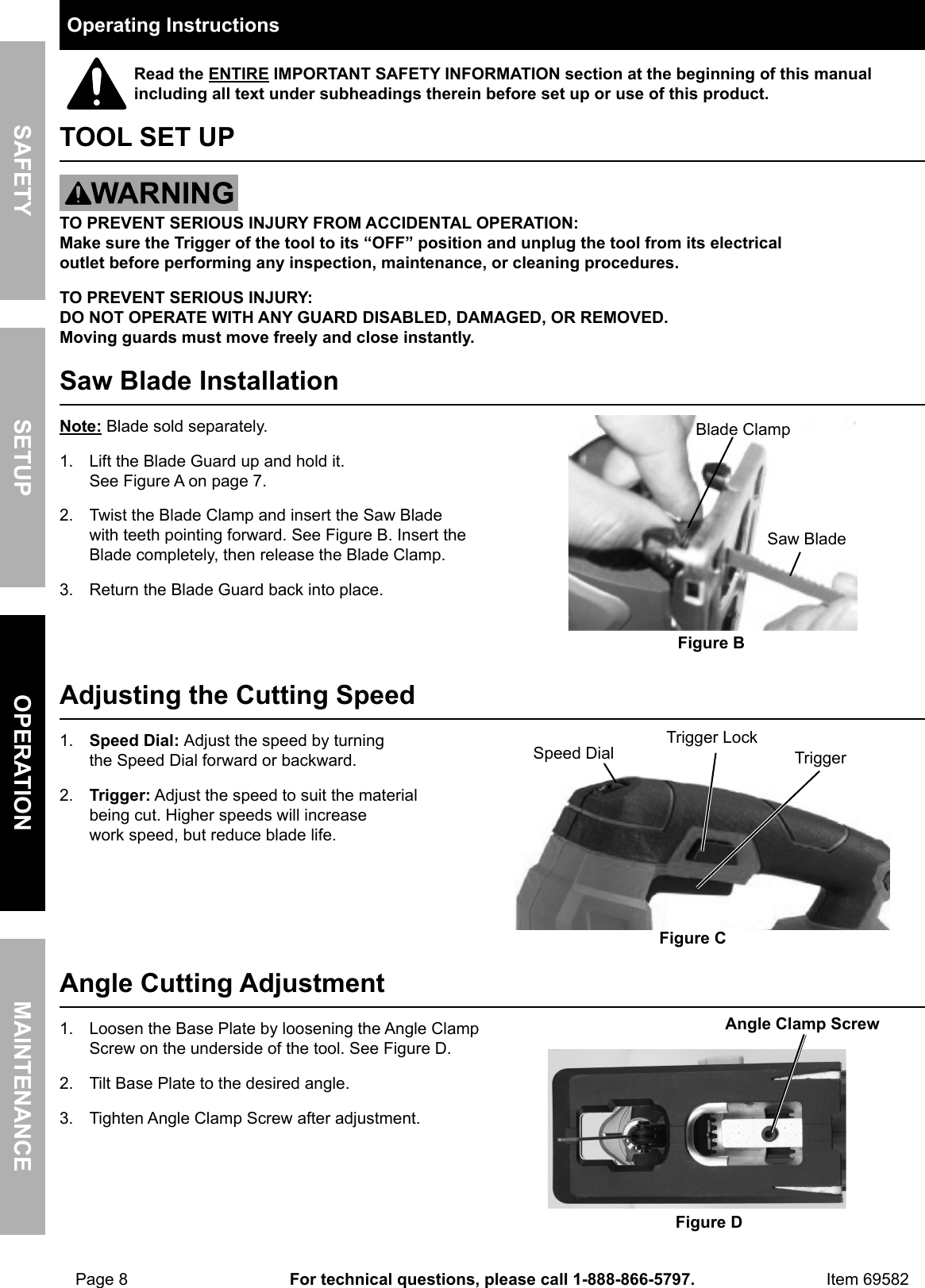 Page 8 of 12 - Manual For The 69582 Orbital Jigsaw