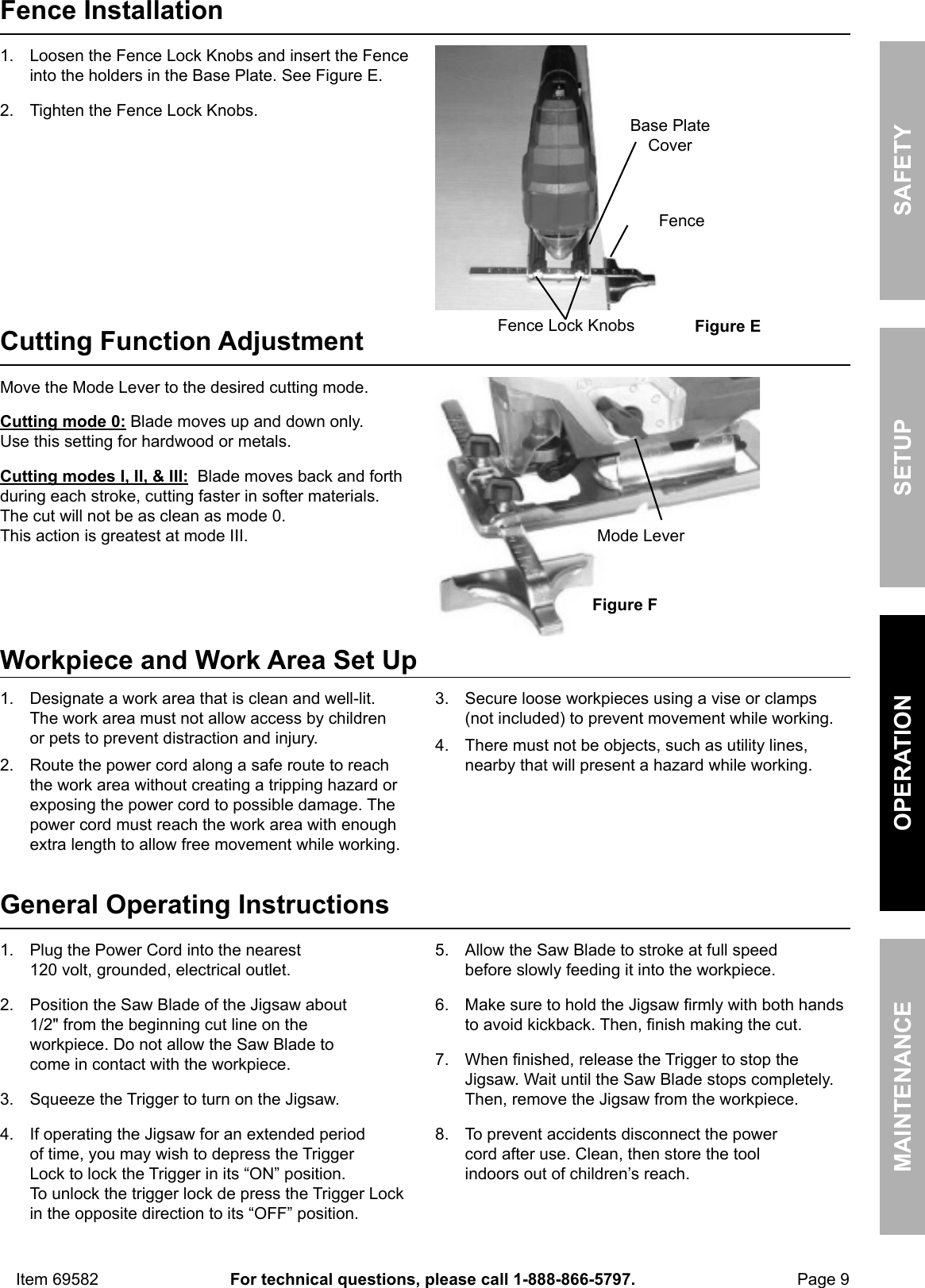 Page 9 of 12 - Manual For The 69582 Orbital Jigsaw