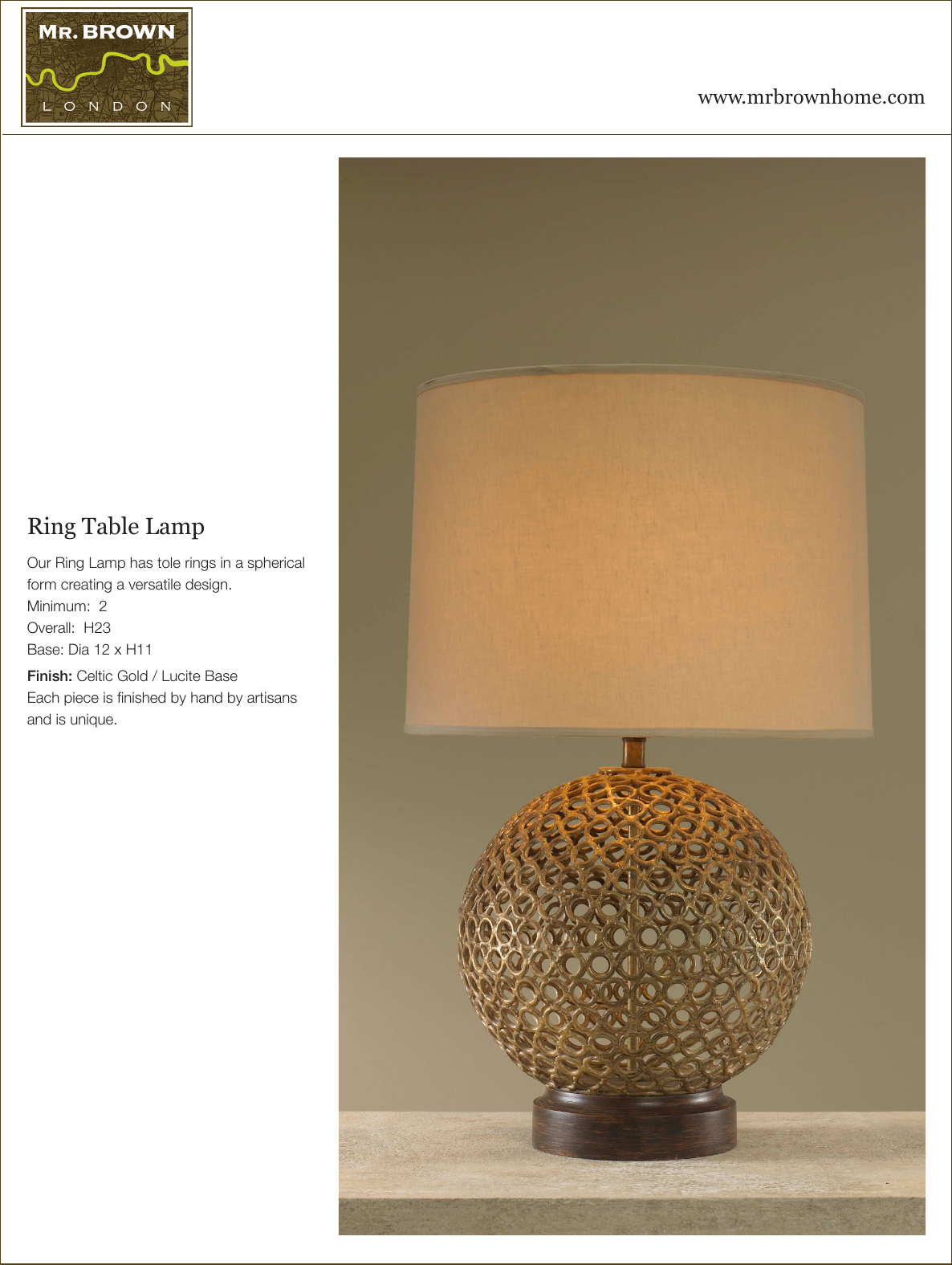 Page 1 of 1 - 6 Ring Table Lamp