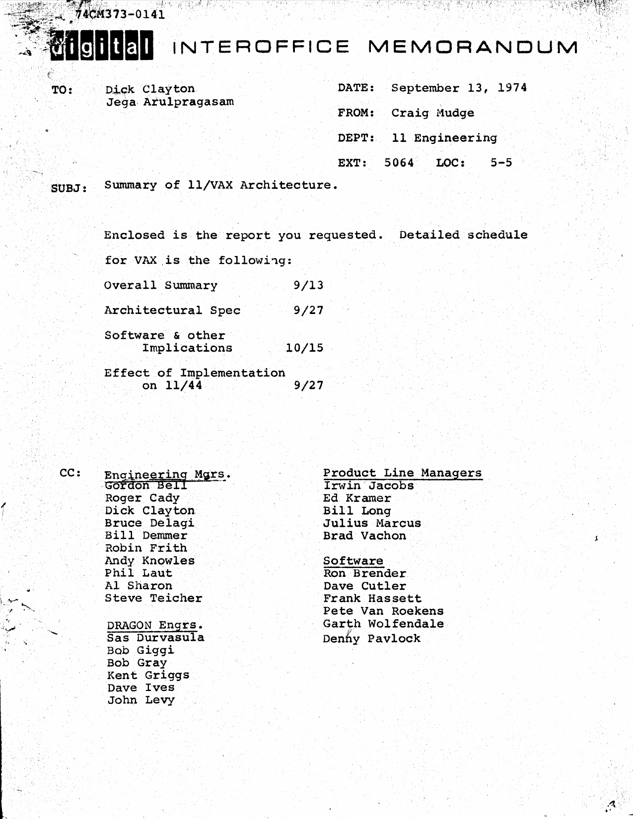 Page 1 of 8 - 740913_Summary_Of_11_VAX_Architecture 740913 Summary Of 11 VAX Architecture