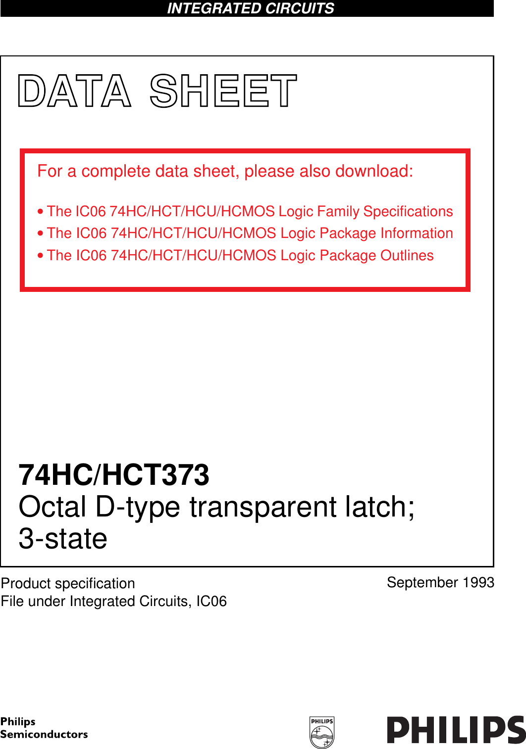 Page 1 of 8 - 74HC/HCT373 Octal D-type Transparent Latch; 3-state 74HCT373