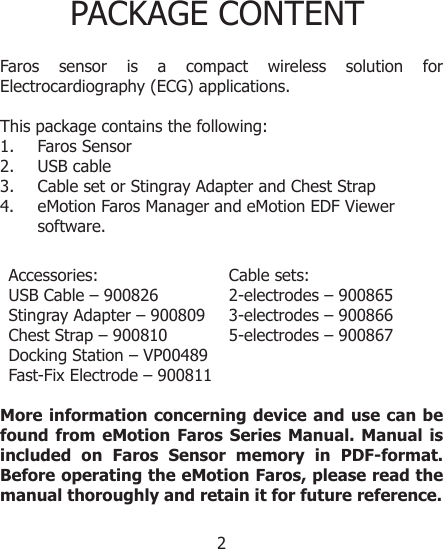 Page 2 of 12 - 800764-1.3 Faros Quick Guide E Motion En