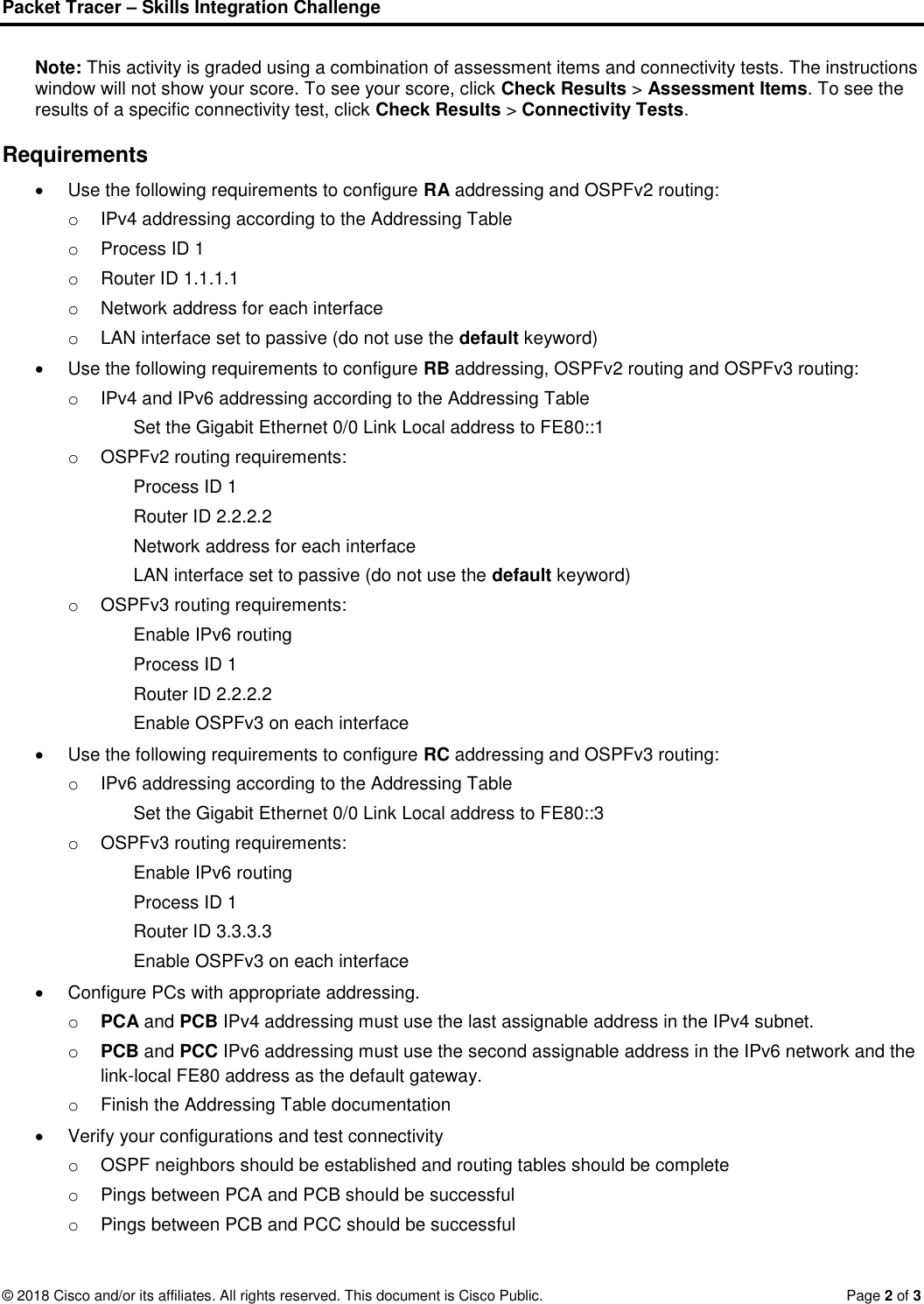 Page 2 of 3 - 8.4.1.2-Packet-Tracer-Skills-Integration-Challenge-Instructions