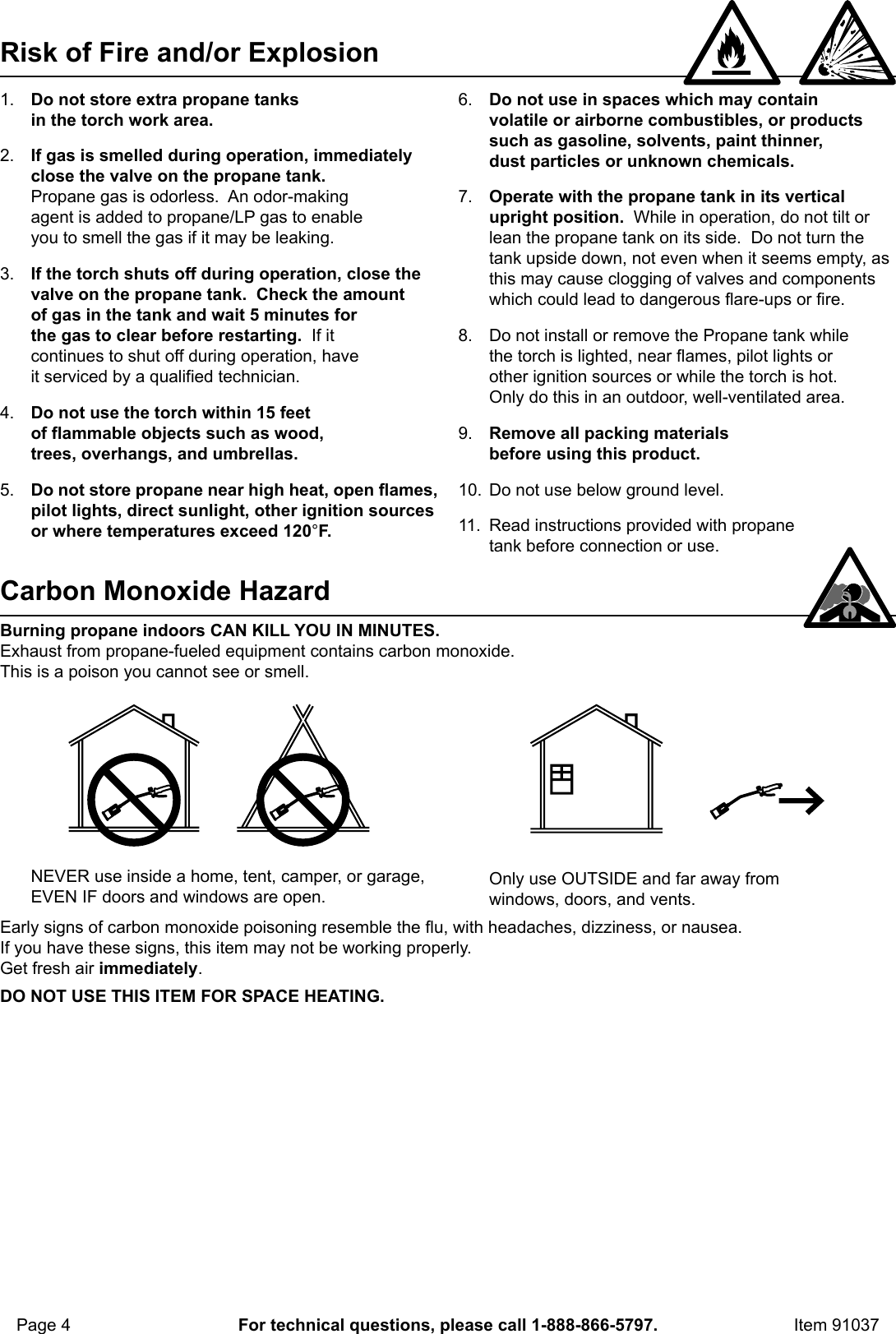 Page 4 of 8 - Manual For The 91037 Propane Torch With Push Button Igniter