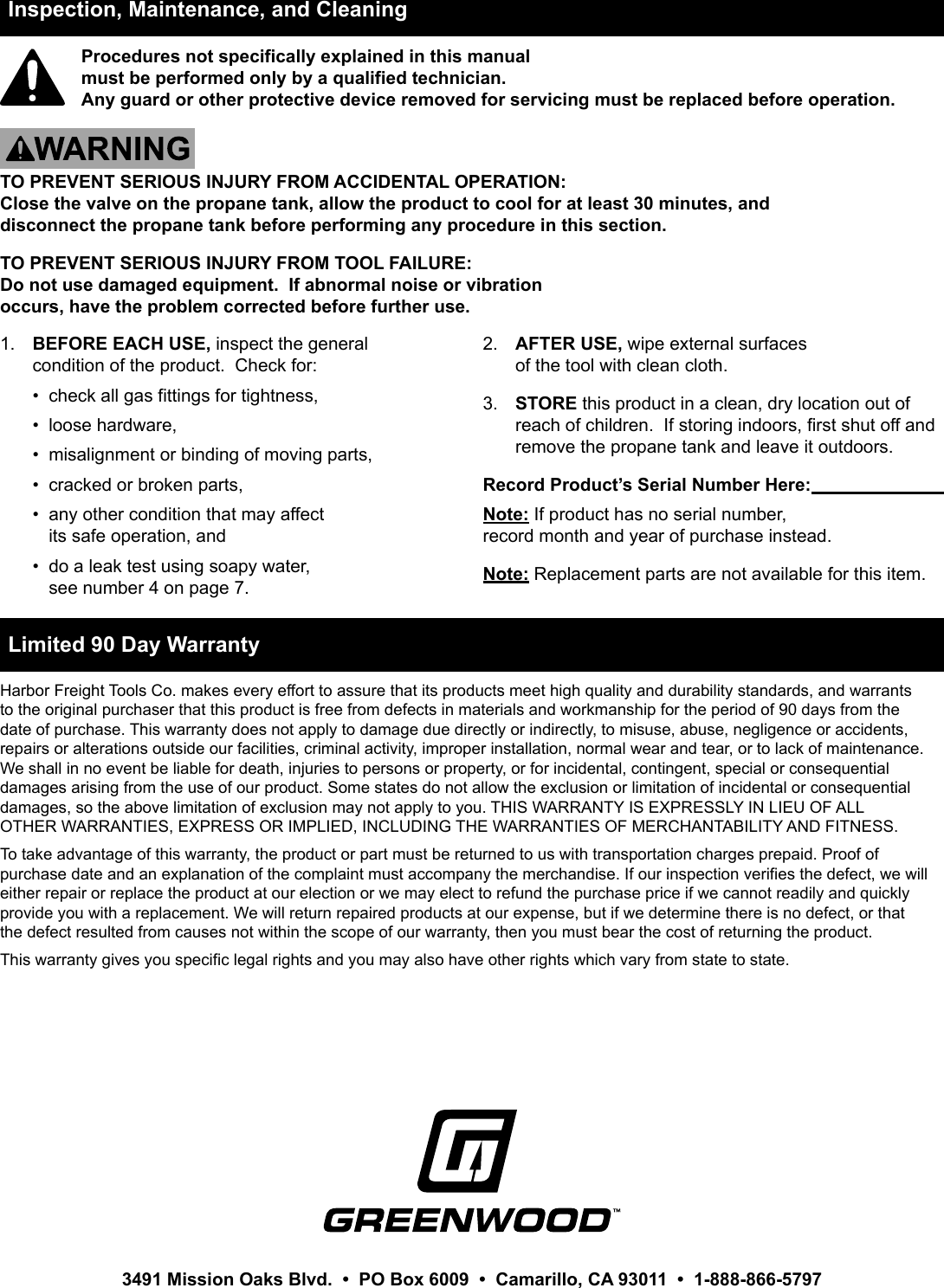 Page 8 of 8 - Manual For The 91037 Propane Torch With Push Button Igniter