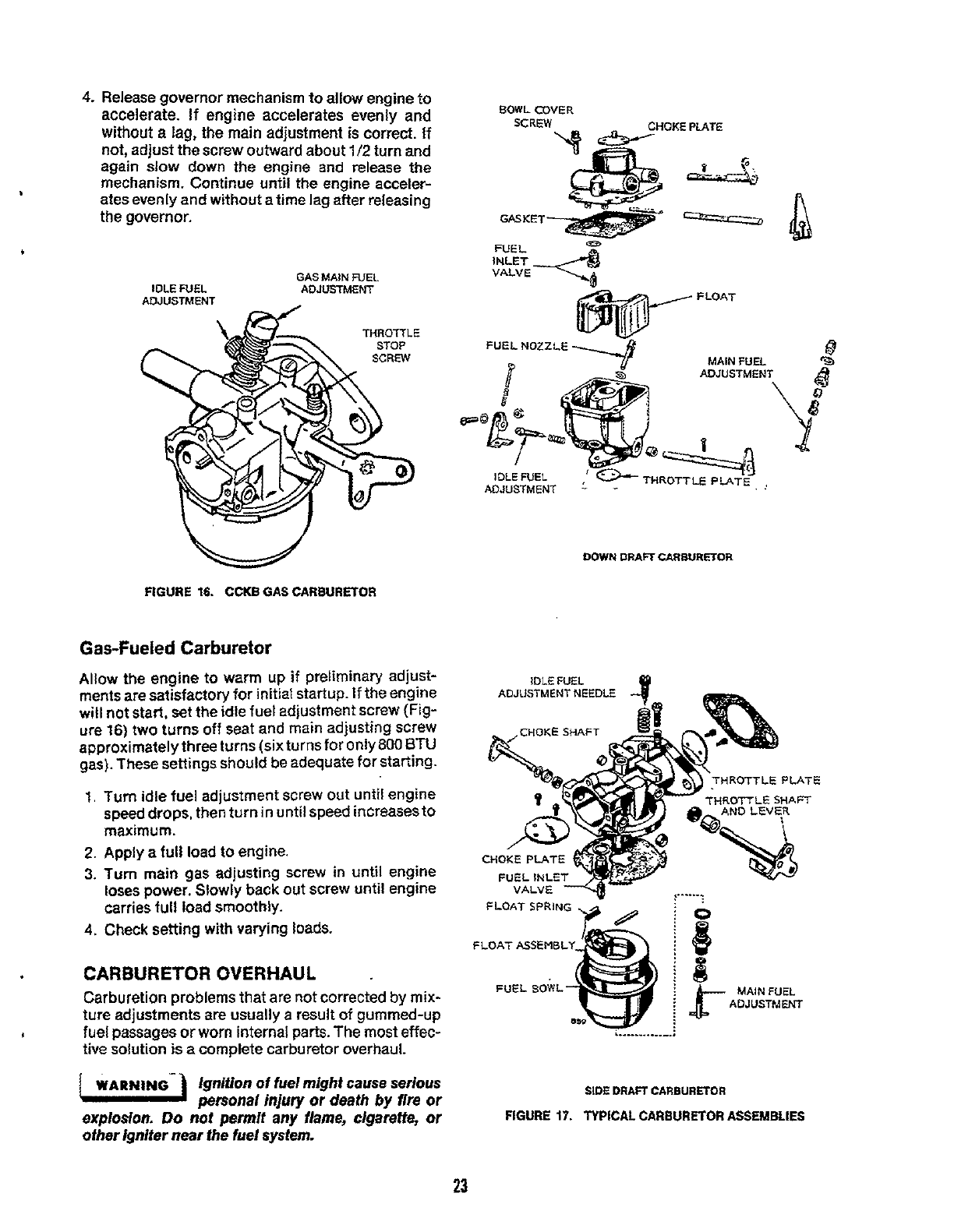 927 0754 Onan CCK CCKA CCKB (Spec A J) Engine Service Manual (03 1986)