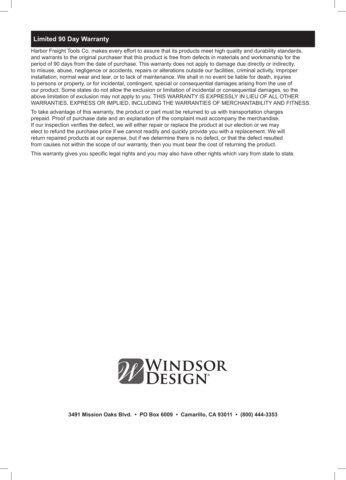 Page 12 of 12 - Manual For The 93454 Workbench With 4 Drawers, 60