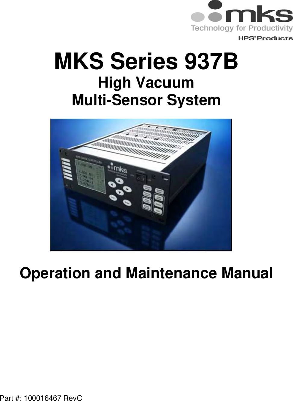 937B Digital Combination Vacuum Gauge Controller Operation Manual
