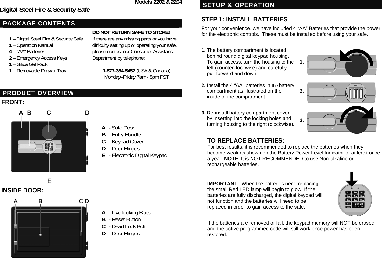 Page 2 of 6 - 2202&2204 Safe Owners Manual_English Only 9425-user-manual