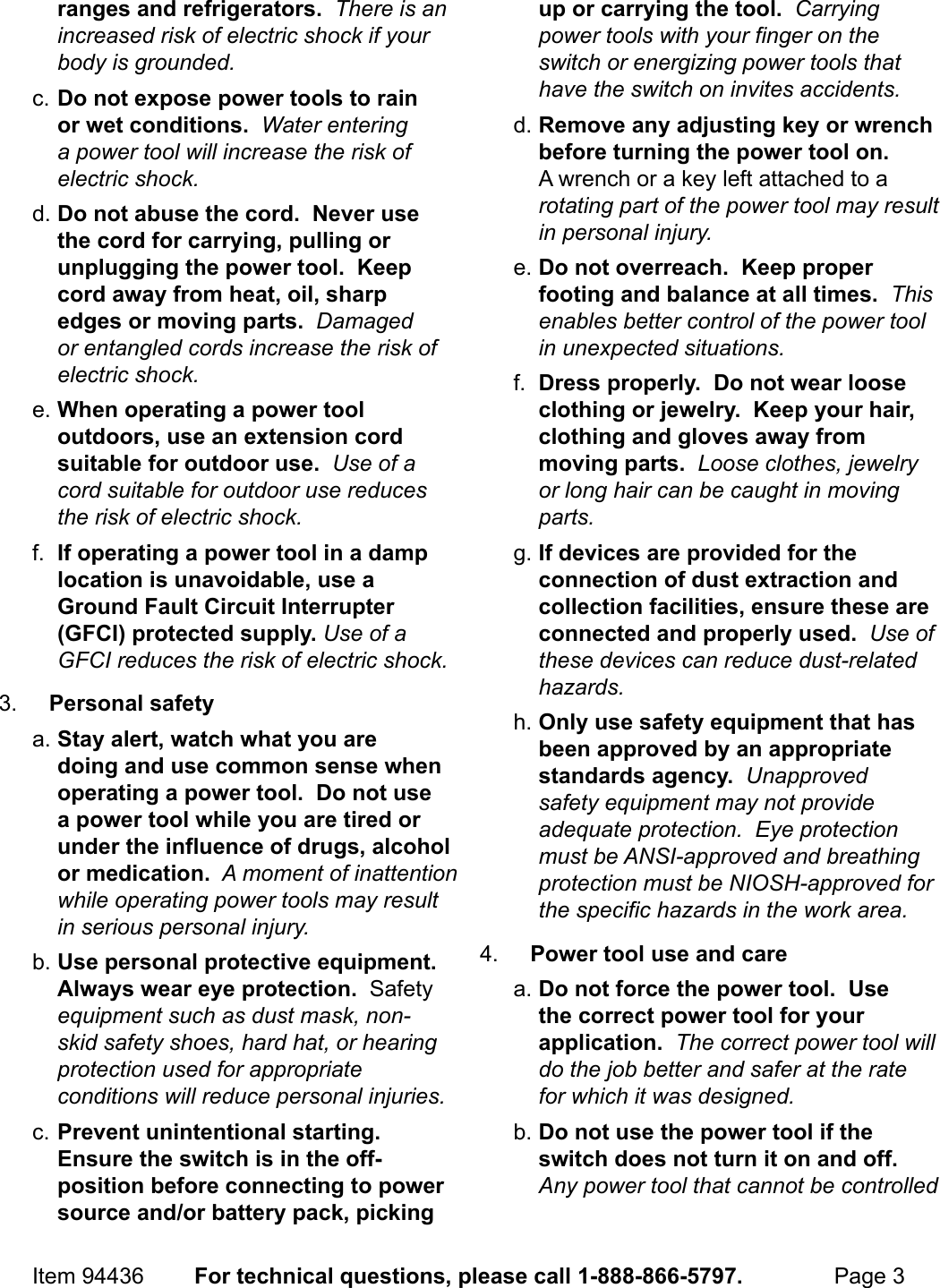 Page 3 of 12 - Manual For The 94436 1/2 In. Hammer Drill