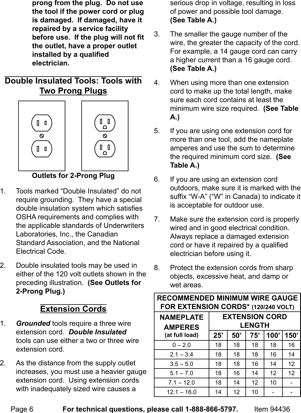 Page 6 of 12 - Manual For The 94436 1/2 In. Hammer Drill