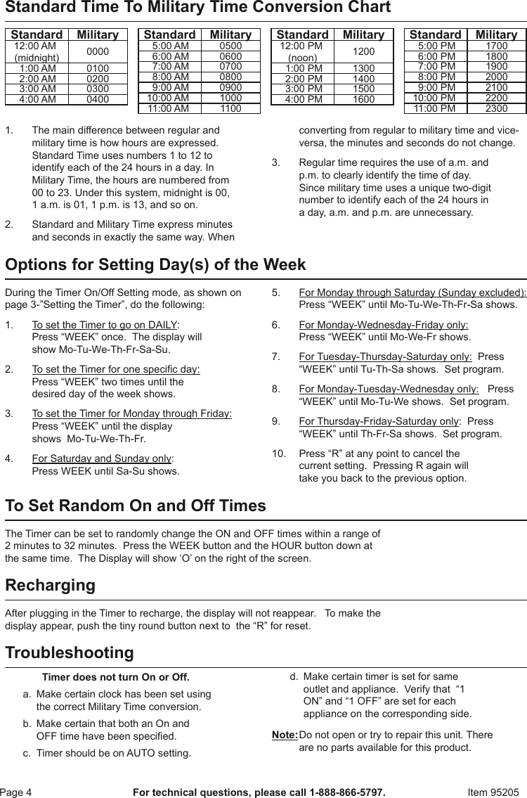 Page 4 of 4 - Manual For The 95205 Digital Timer