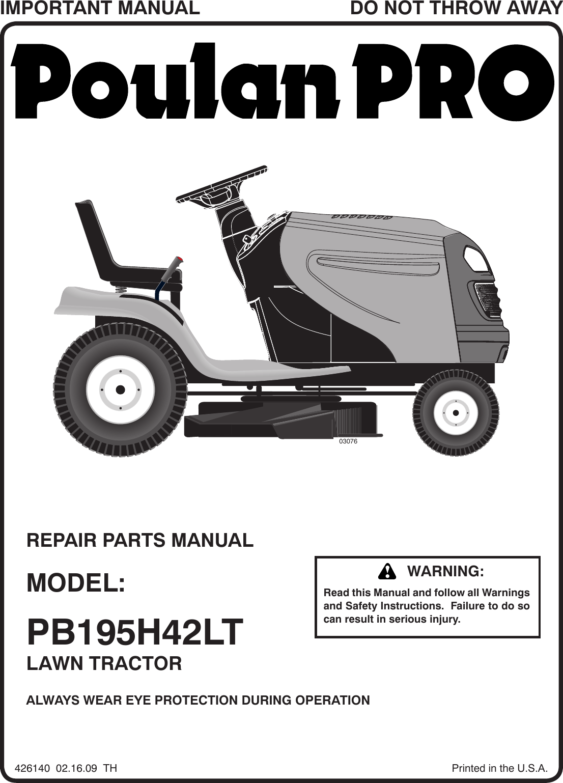 Poulan 14.5 hp 42 best sale cut manual