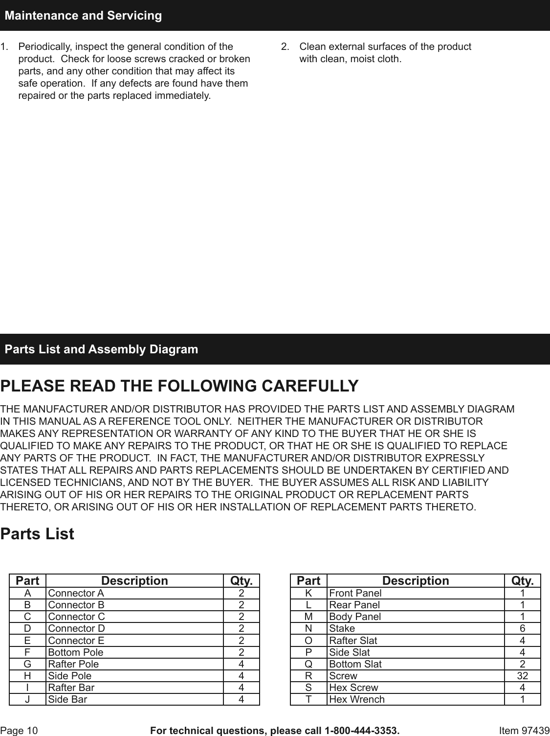 Page 10 of 12 - Manual For The 97439 6 Ft. X Greenhouse
