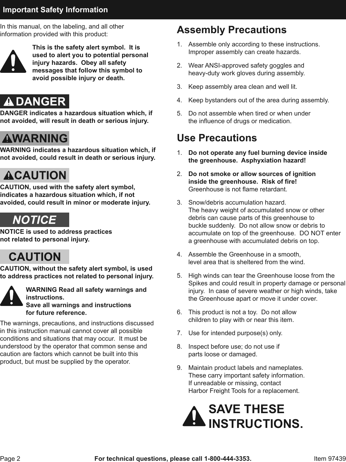 Page 2 of 12 - Manual For The 97439 6 Ft. X Greenhouse