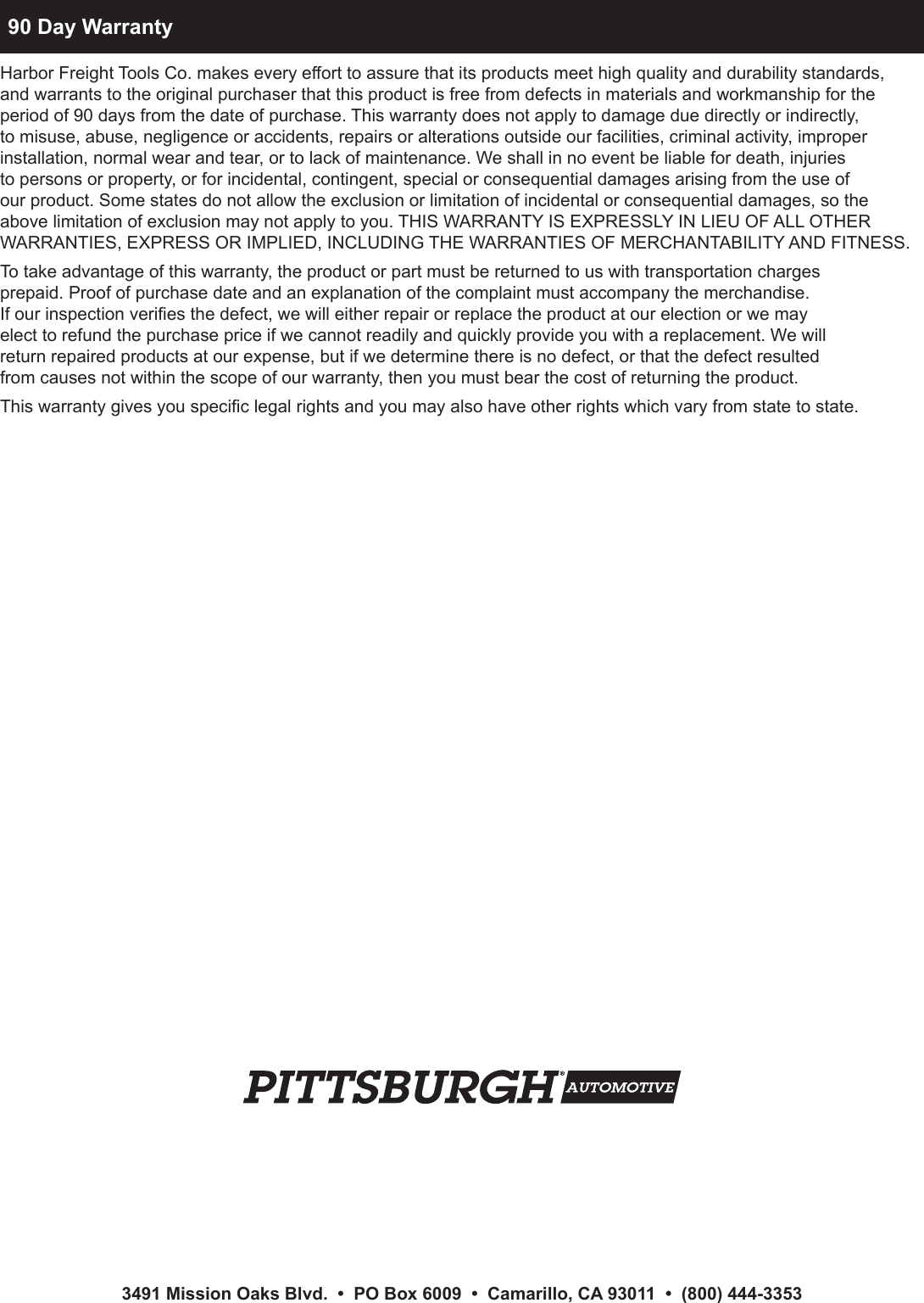 Page 8 of 8 - Manual For The 98076 2.5 CFM Vacuum Pump