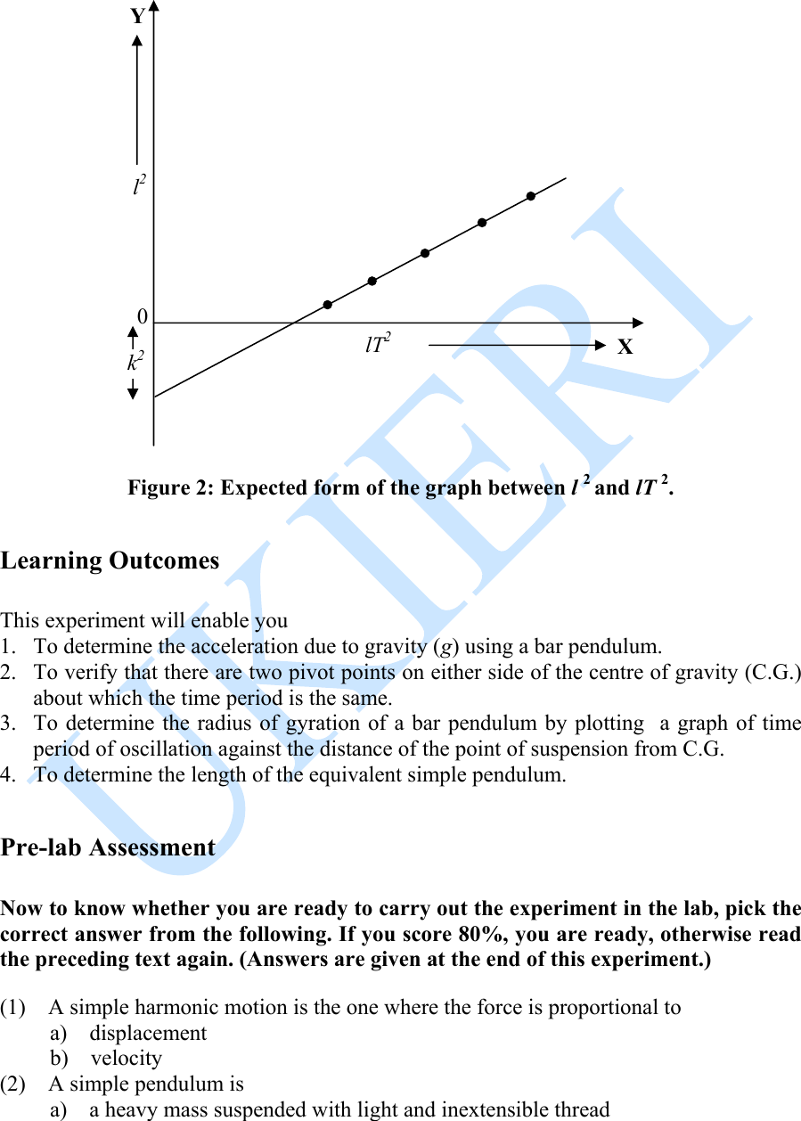 Page 5 of 11 - A 01 Bar Pendulum Experiment Manual