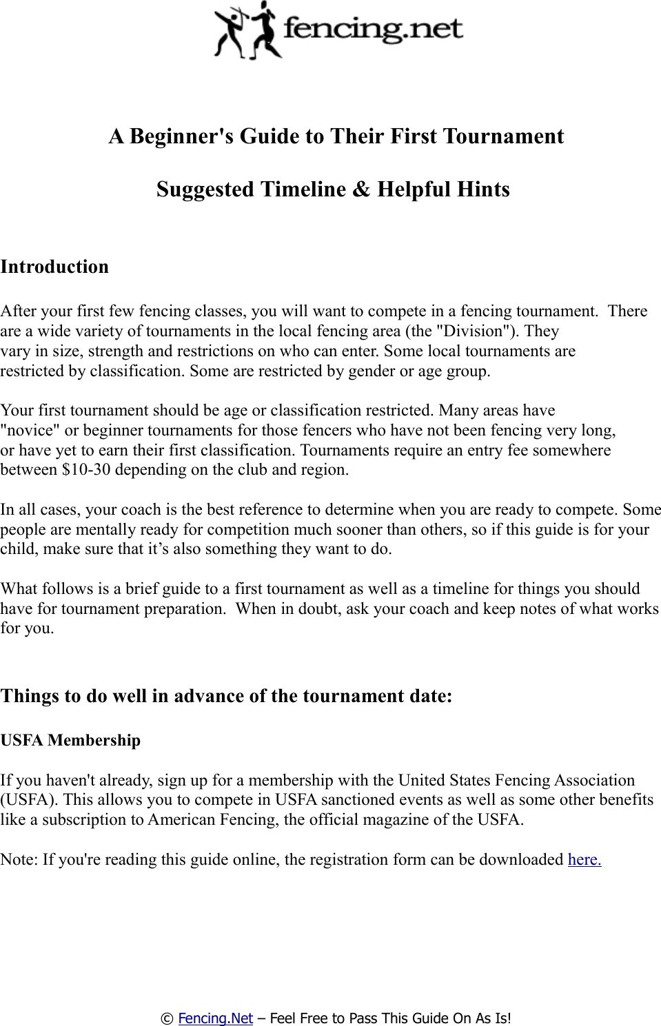 Page 1 of 10 - A Beginner's Guide To Their First Fencing Tournament