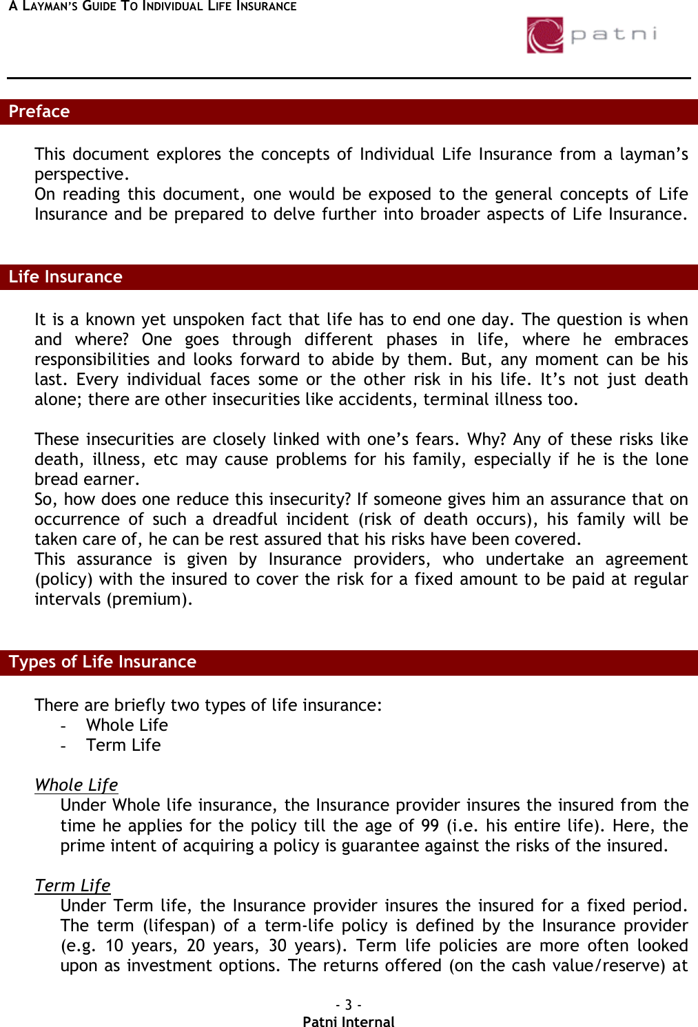 Page 3 of 11 - 45ADE867-21EA-28BEF3 A Laymans Guide To Individual Life-Insurance