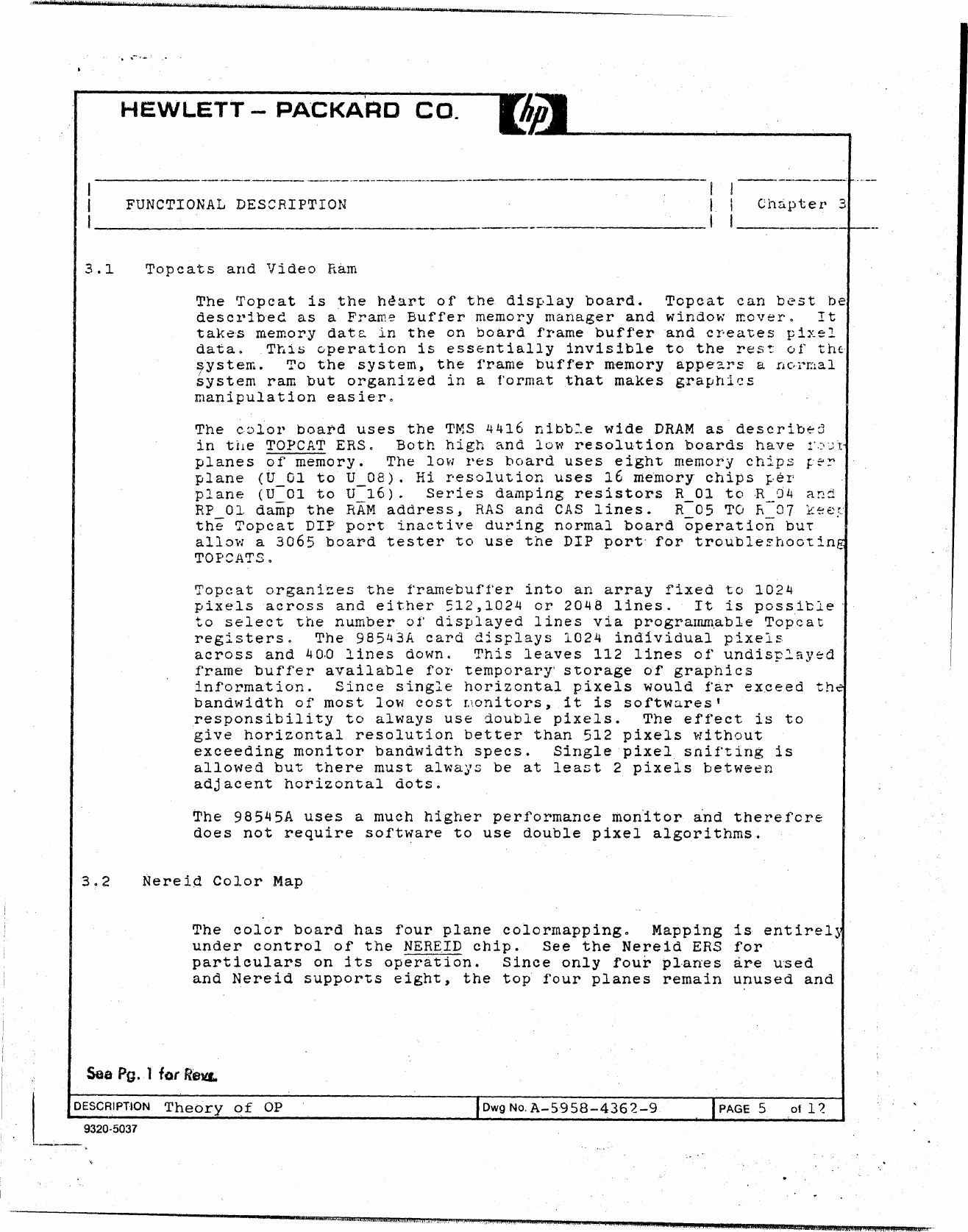 Page 5 of 12 - A-5958-4362-9_Series_300_Display_Color_Card_Theory_of_Operation_Oct85 A-5958-4362-9 Series 300 Display Color Card Theory Of Operation Oct85