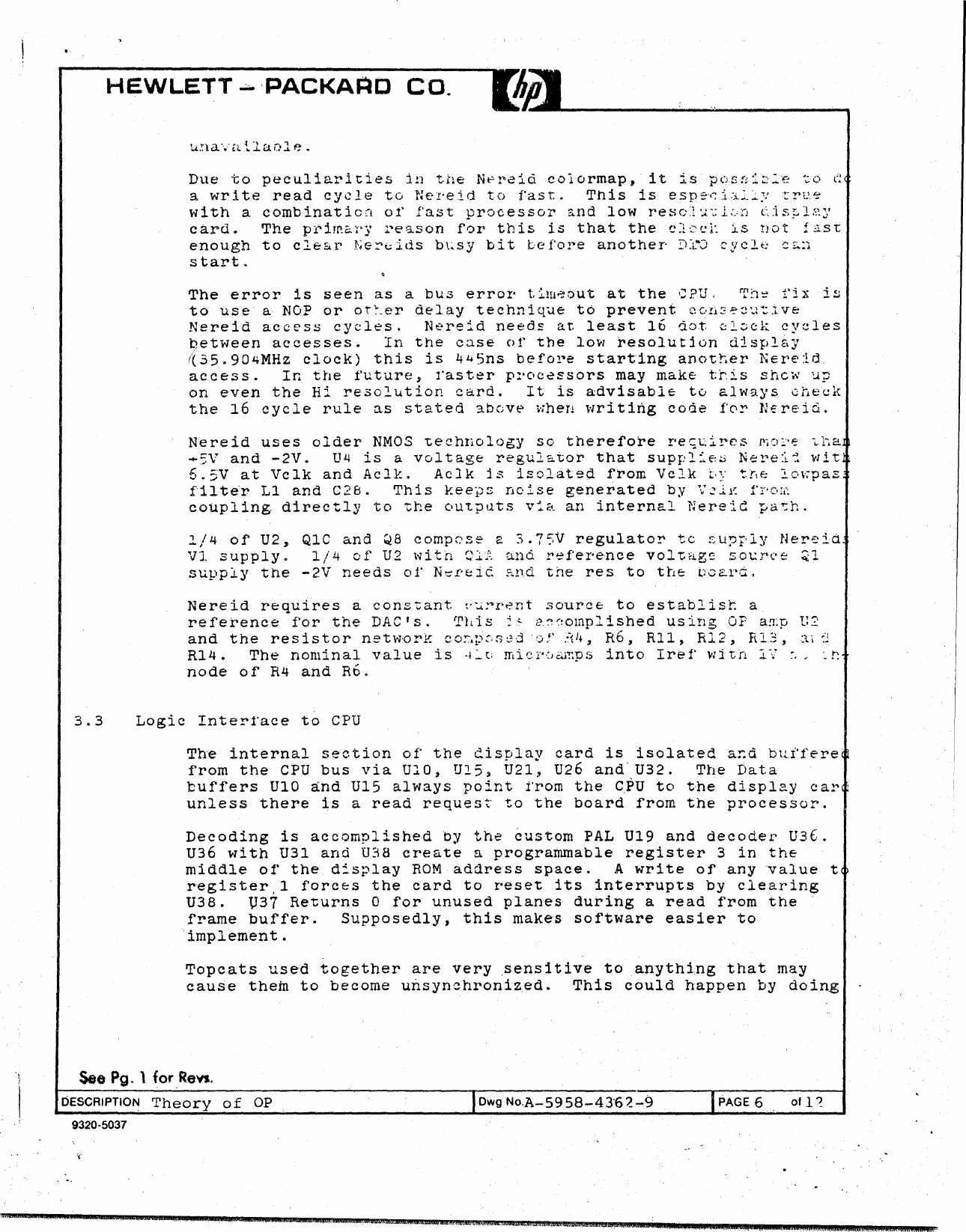 Page 6 of 12 - A-5958-4362-9_Series_300_Display_Color_Card_Theory_of_Operation_Oct85 A-5958-4362-9 Series 300 Display Color Card Theory Of Operation Oct85