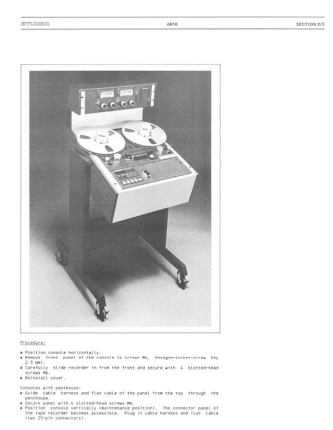 Operating and Service Instructions for Studer A810