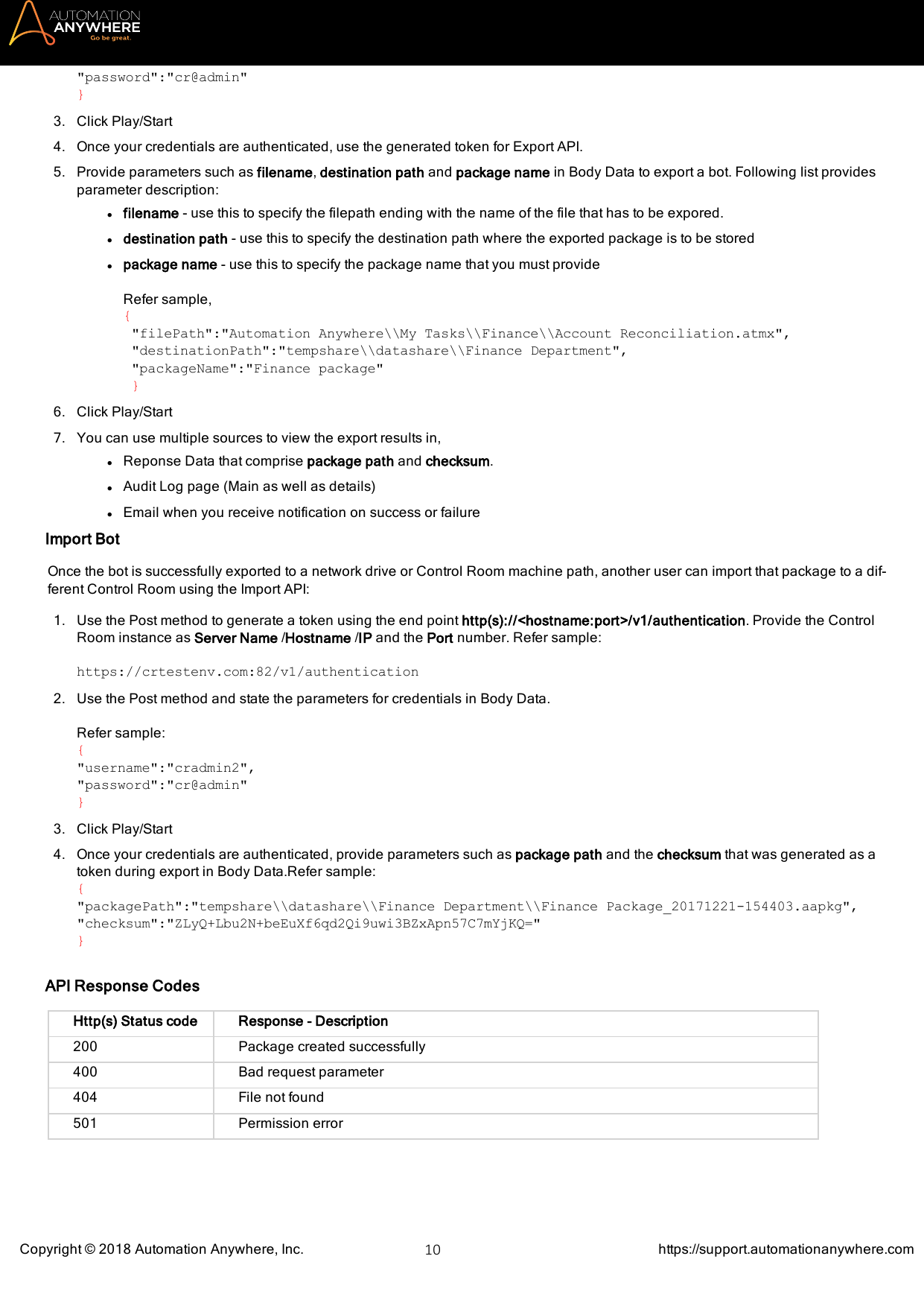 Page 10 of 12 - Automation Anywhere Enterprise Control Room APIs AAE 11 LTS CR API Guide
