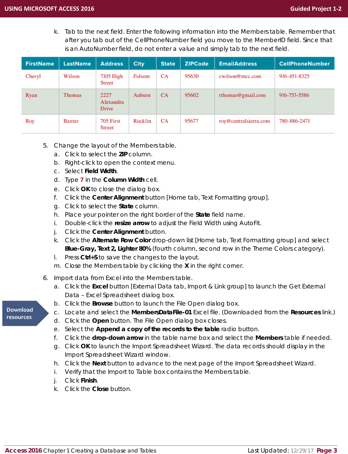 Page 3 of 6 - Access 2016 In Practice Guided Project 1-2 Instructions AC2016-Guided Project-1-2-instructions