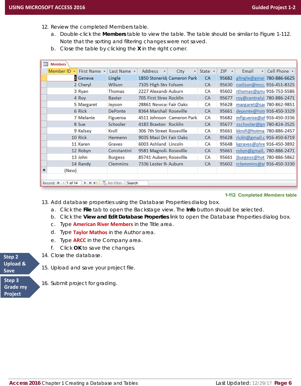 Page 6 of 6 - Access 2016 In Practice Guided Project 1-2 Instructions AC2016-Guided Project-1-2-instructions