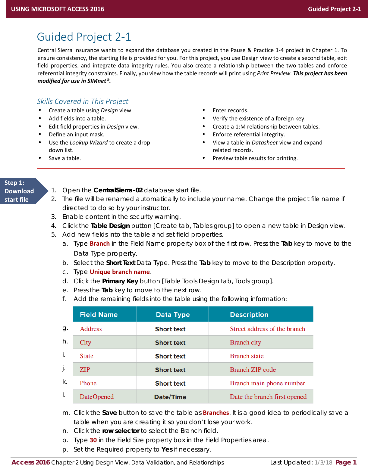 Page 1 of 4 - Access 2016 In Practice Guided Project 2-1 Instructions AC2016-Guided Project-2-1-instructions