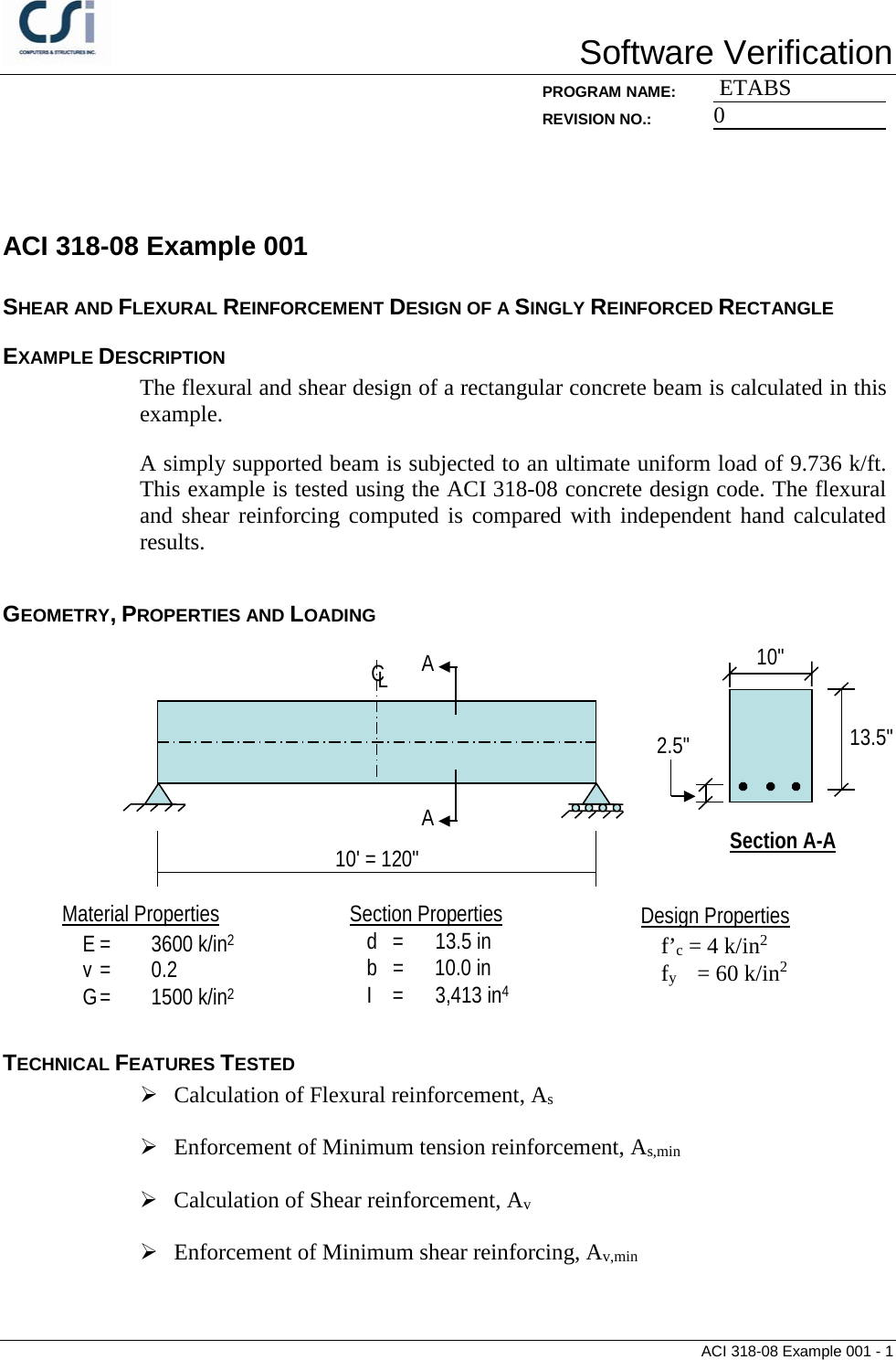 Page 1 of 5 - Contents ACI 318-08 Example 001