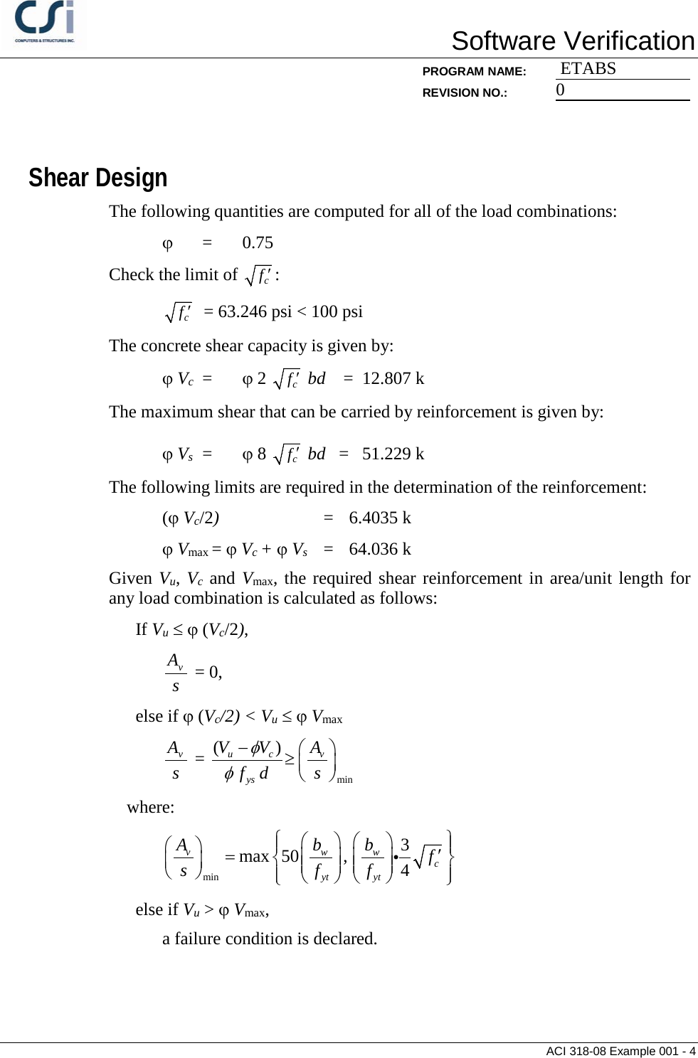 Page 4 of 5 - Contents ACI 318-08 Example 001