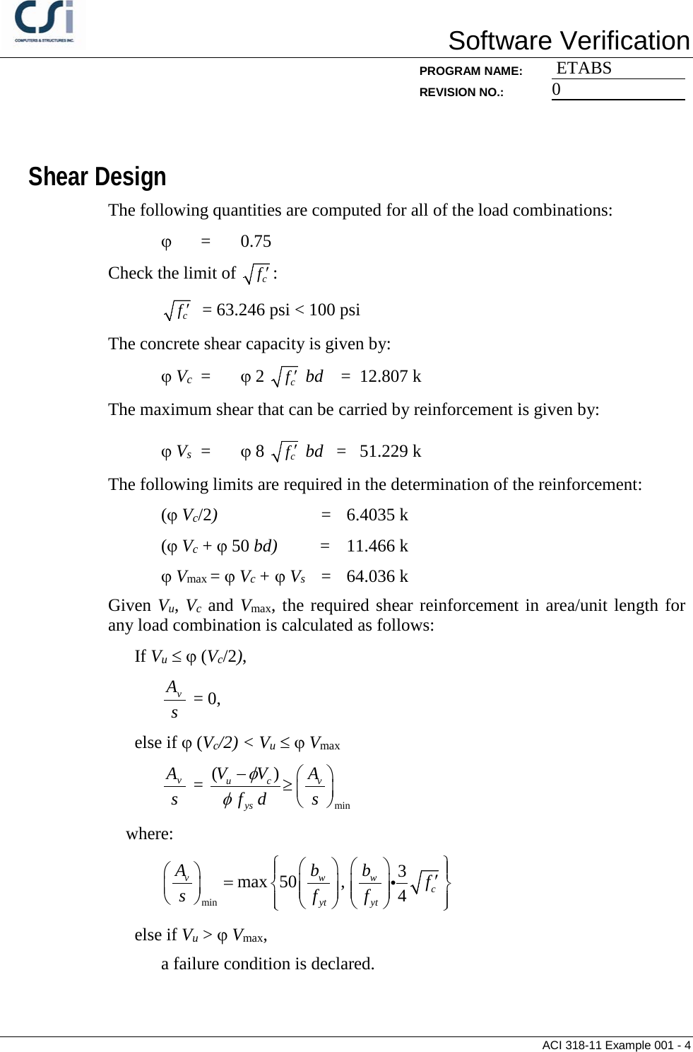 Page 4 of 5 - Contents ACI 318-11 Example 001