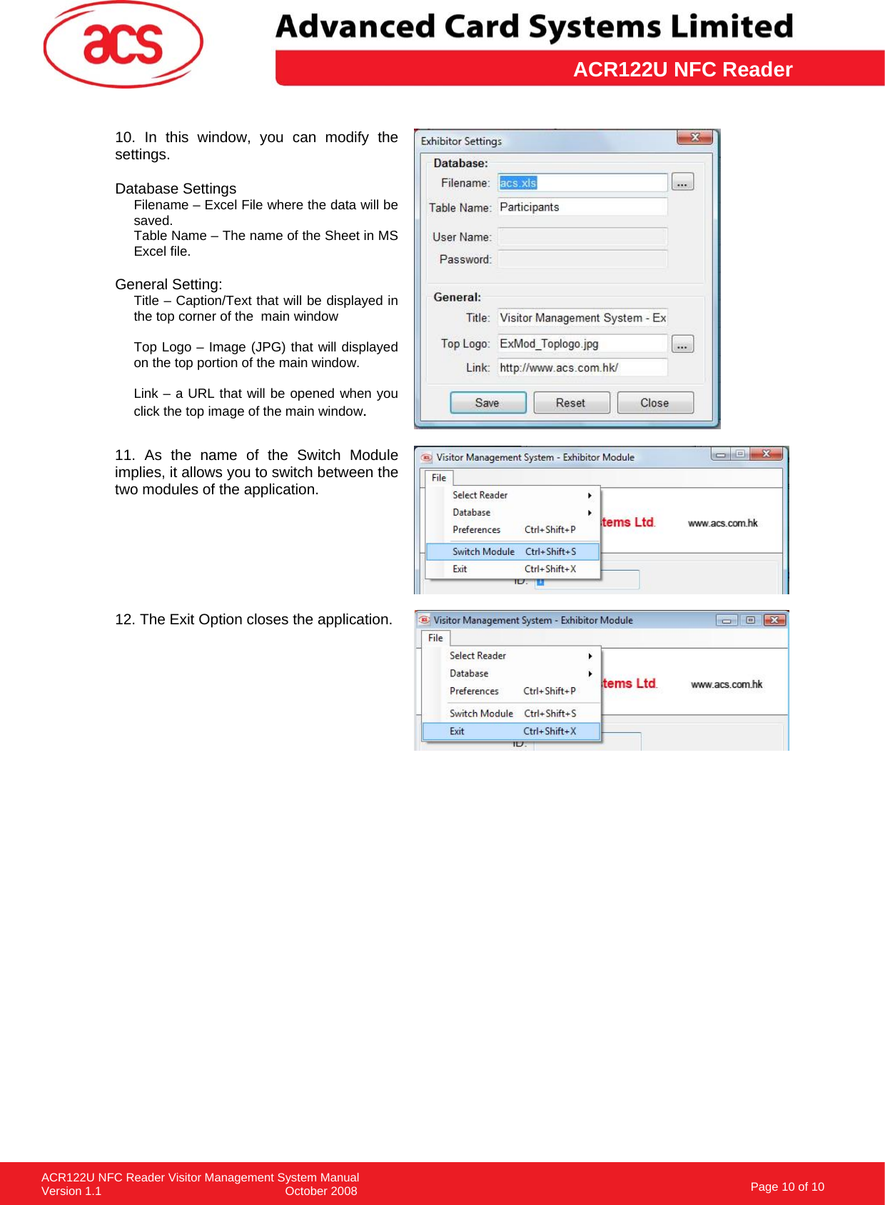 Page 10 of 10 - ACR122U NFC Reader Visitor Management System Manual_v1.1 VMS Demo Manual