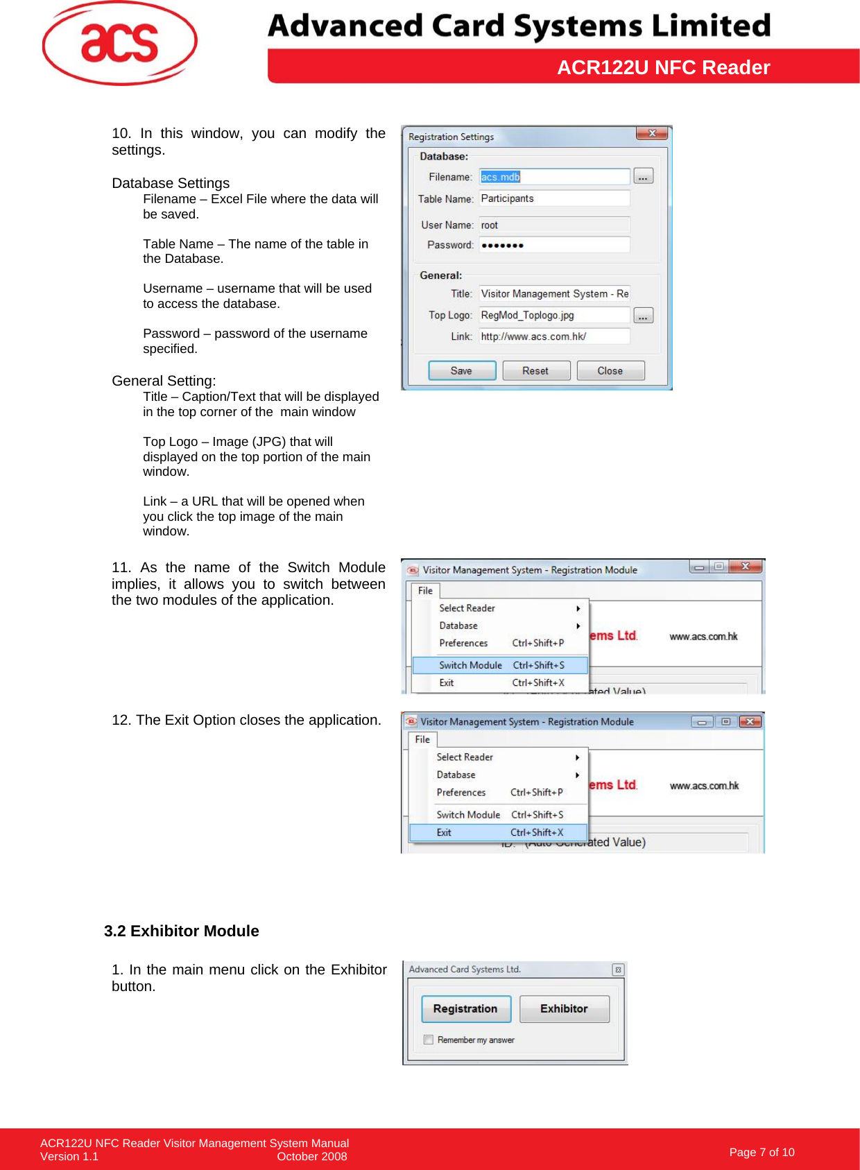Page 7 of 10 - ACR122U NFC Reader Visitor Management System Manual_v1.1 VMS Demo Manual