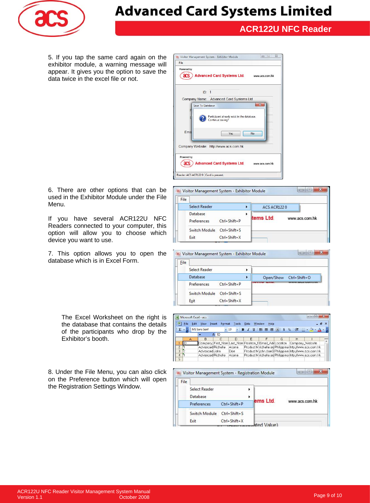 Page 9 of 10 - ACR122U NFC Reader Visitor Management System Manual_v1.1 VMS Demo Manual