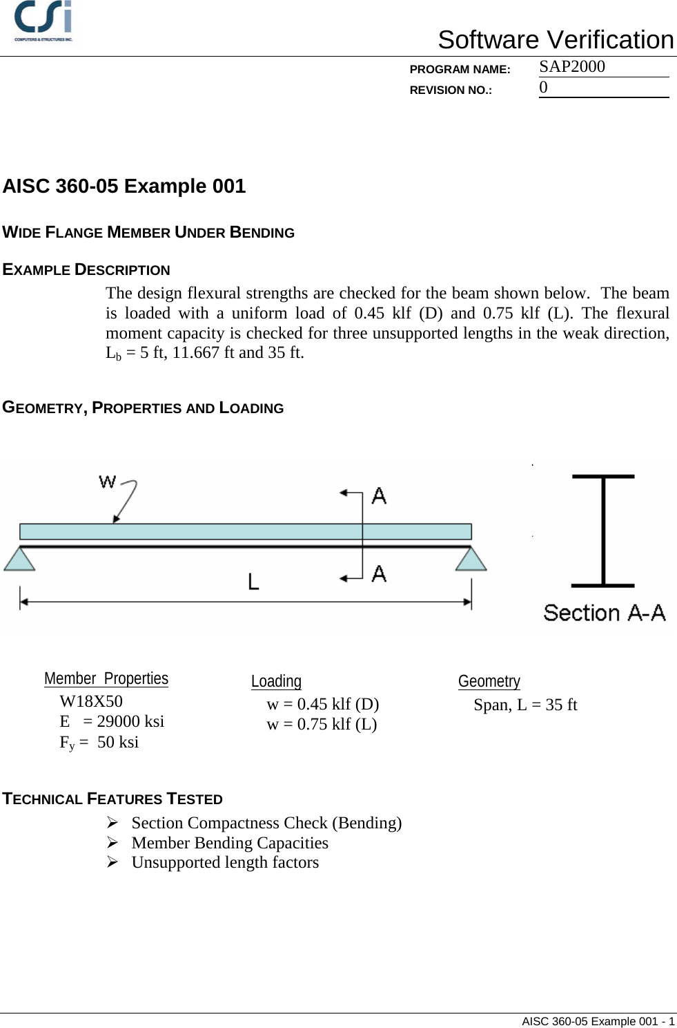 Page 1 of 7 - Contents AISC 360-05 Example 001