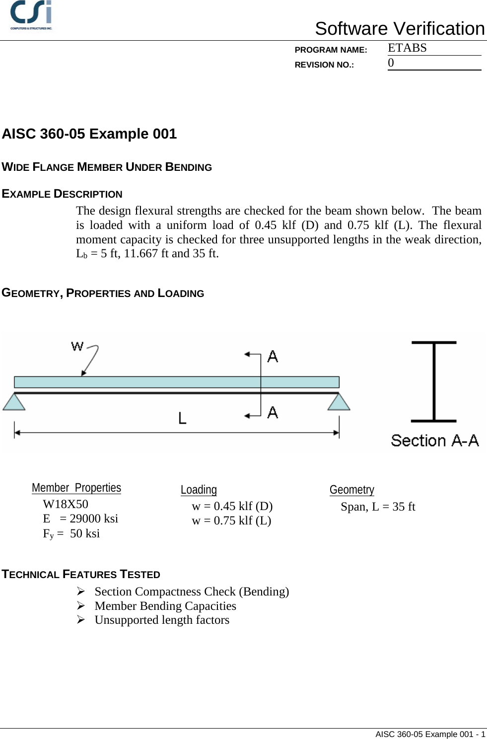 Page 1 of 7 - Contents AISC 360-05 Example 001