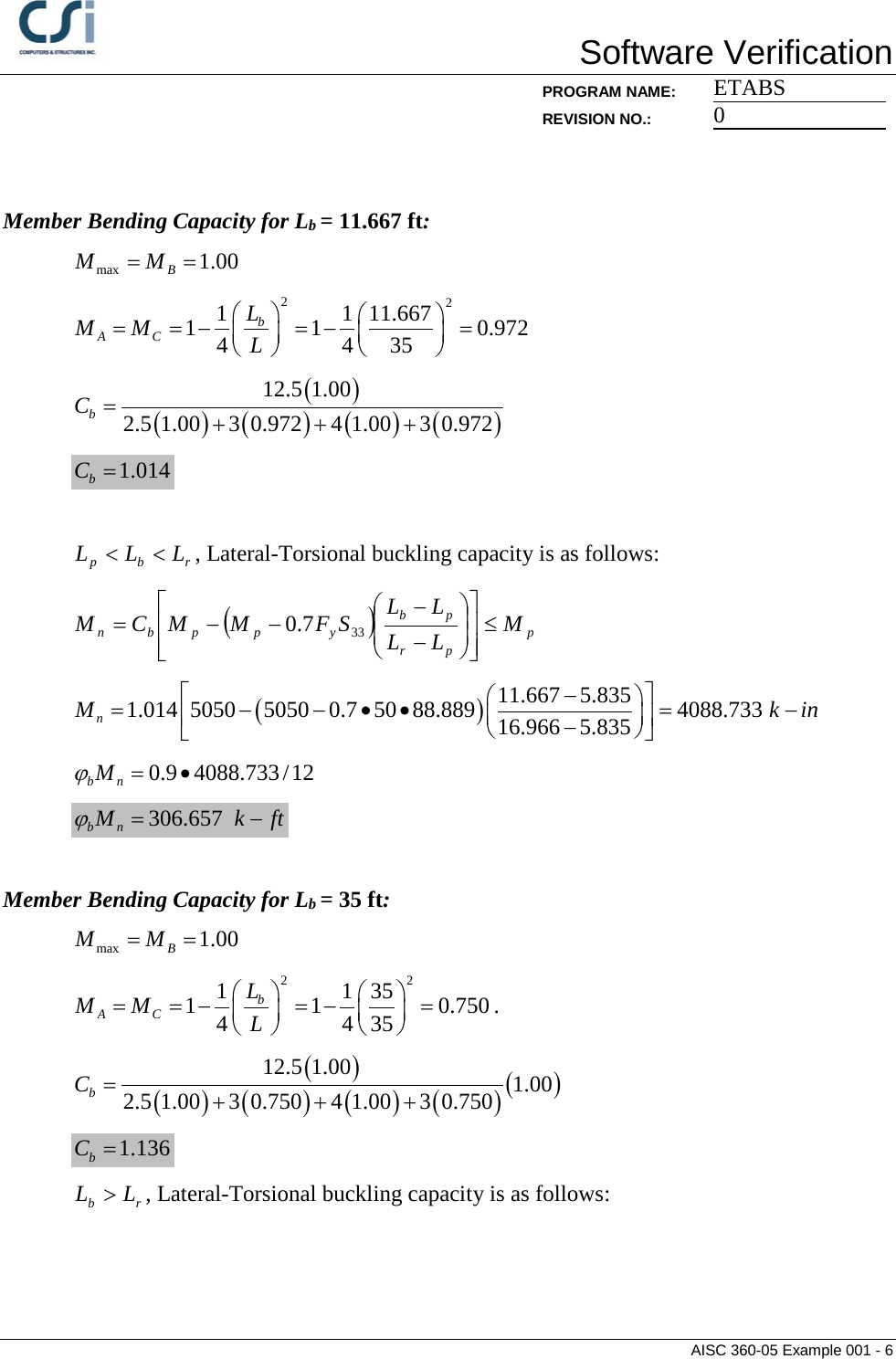 Page 6 of 7 - Contents AISC 360-05 Example 001