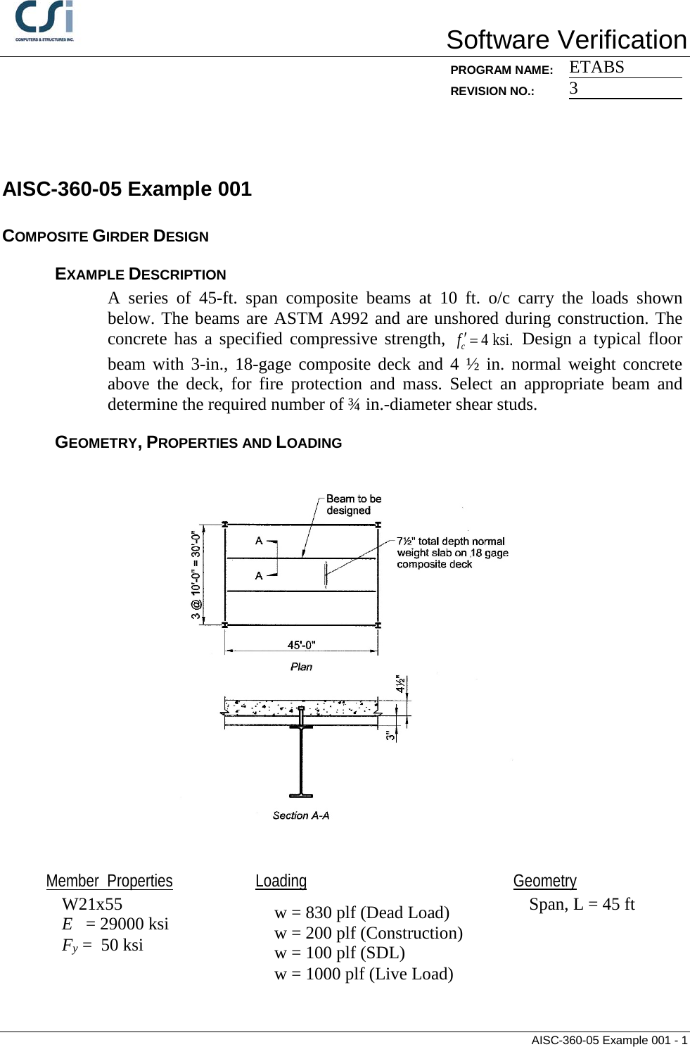 Page 1 of 8 - Contents AISC-360-05 Example 001