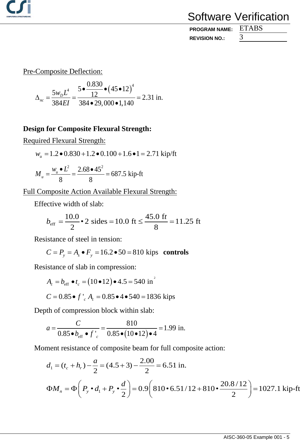 Page 5 of 8 - Contents AISC-360-05 Example 001