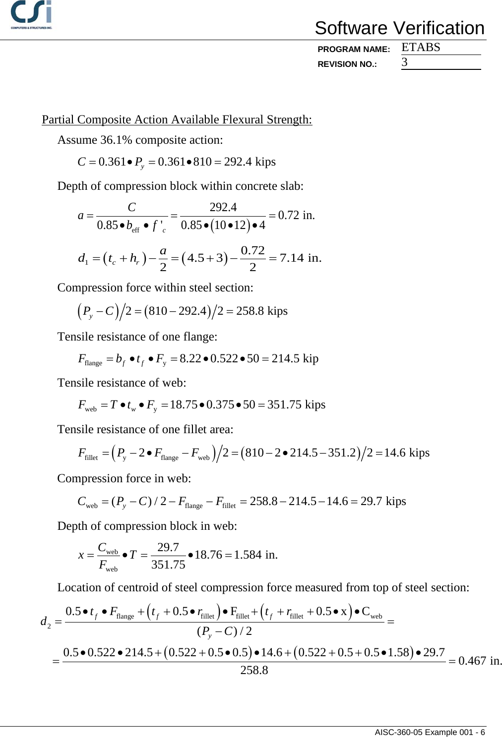 Page 6 of 8 - Contents AISC-360-05 Example 001