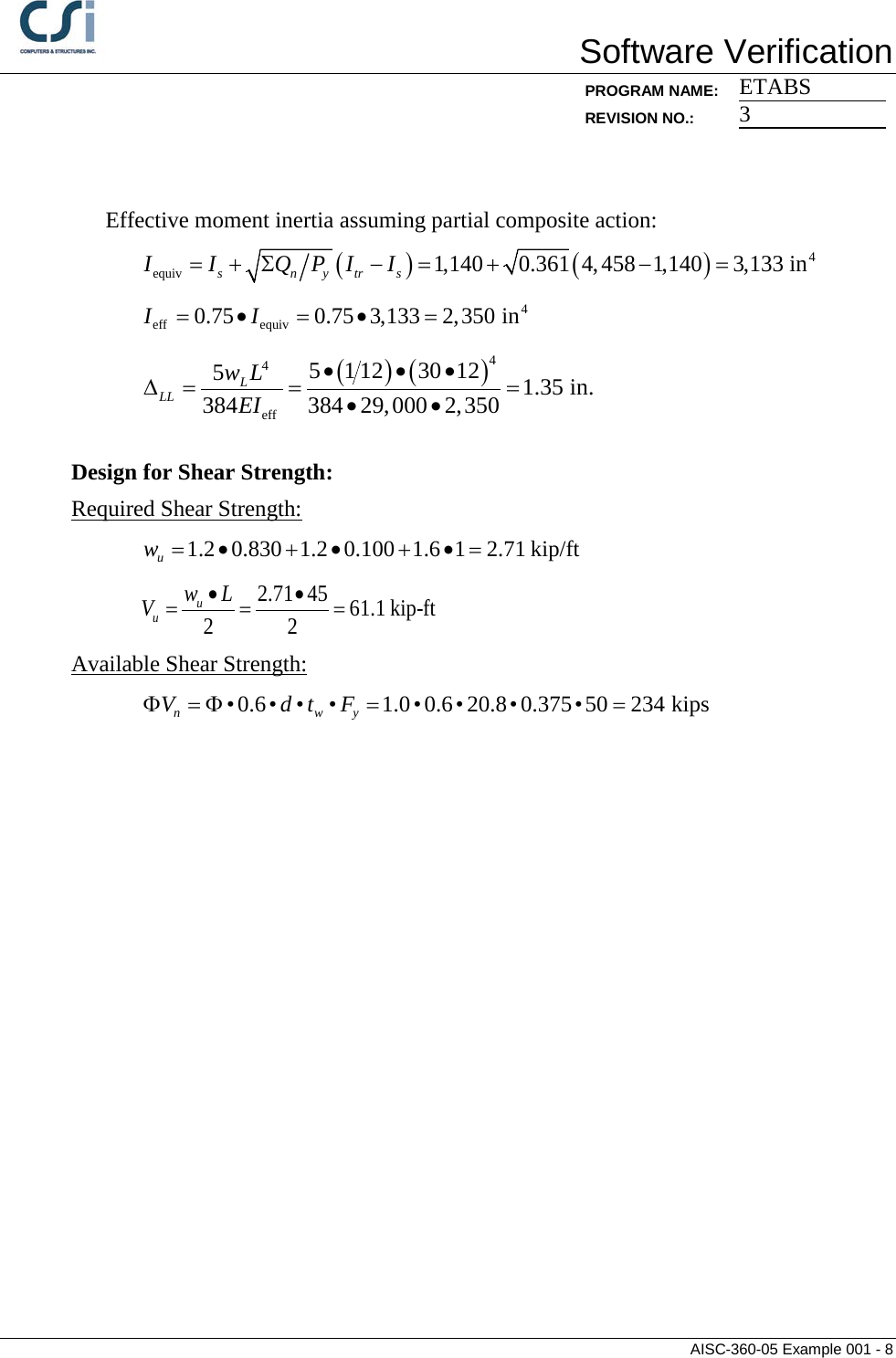 Page 8 of 8 - Contents AISC-360-05 Example 001